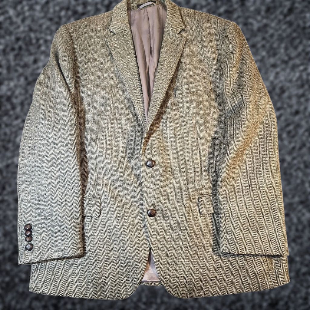 Ralph Lauren Lauren Ralph Lauren Blazer Mens 48R Gray Herringbone Wool Slim Fit Sport Coat Jacket Size 48R - 1 Thumbnail