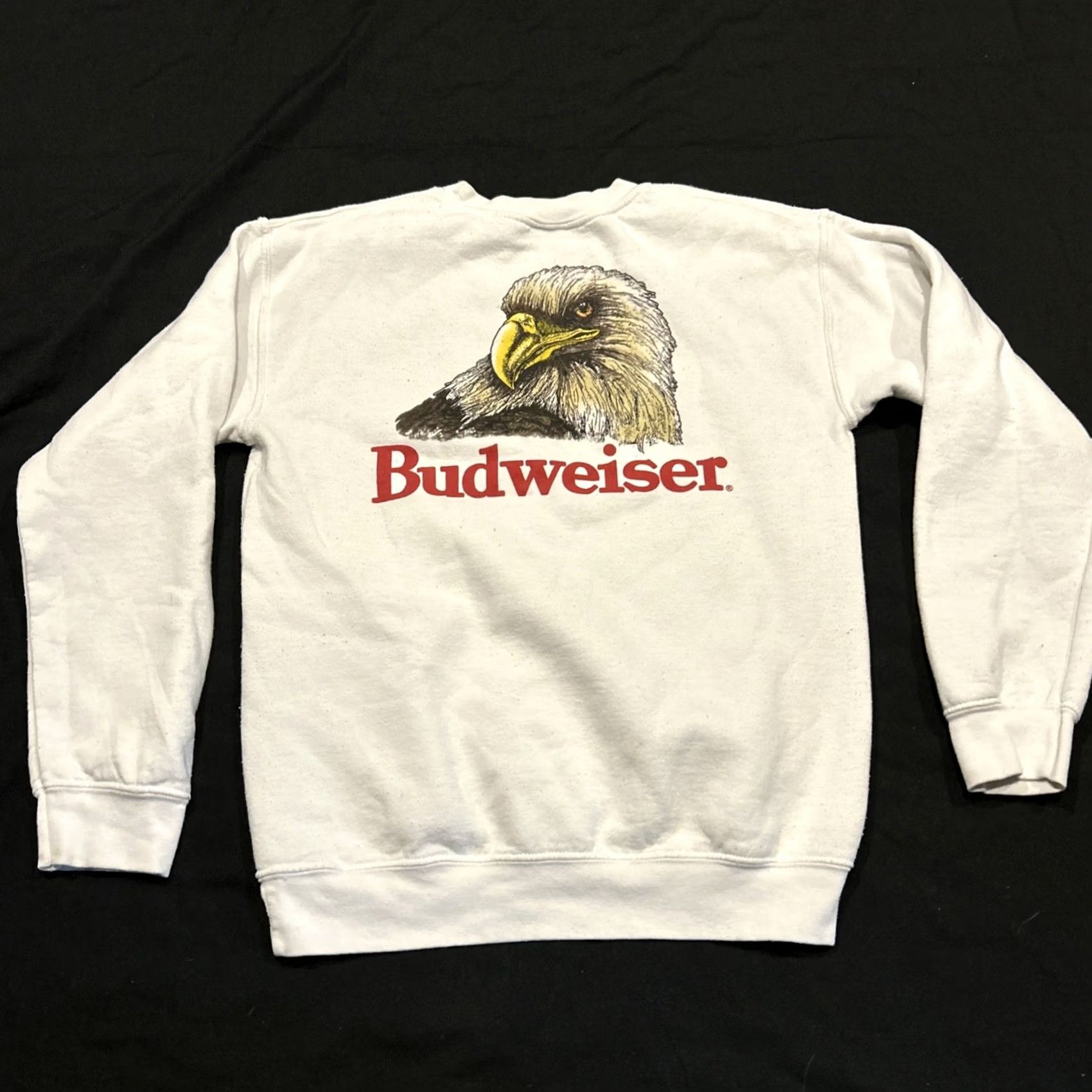 Budweiser Budweiser Sweatshirt | White Cotton Pullover Long Sleeve | Graphic Print Logo | Size S | Men Size US S / EU 44-46 / 1 - 4 Thumbnail