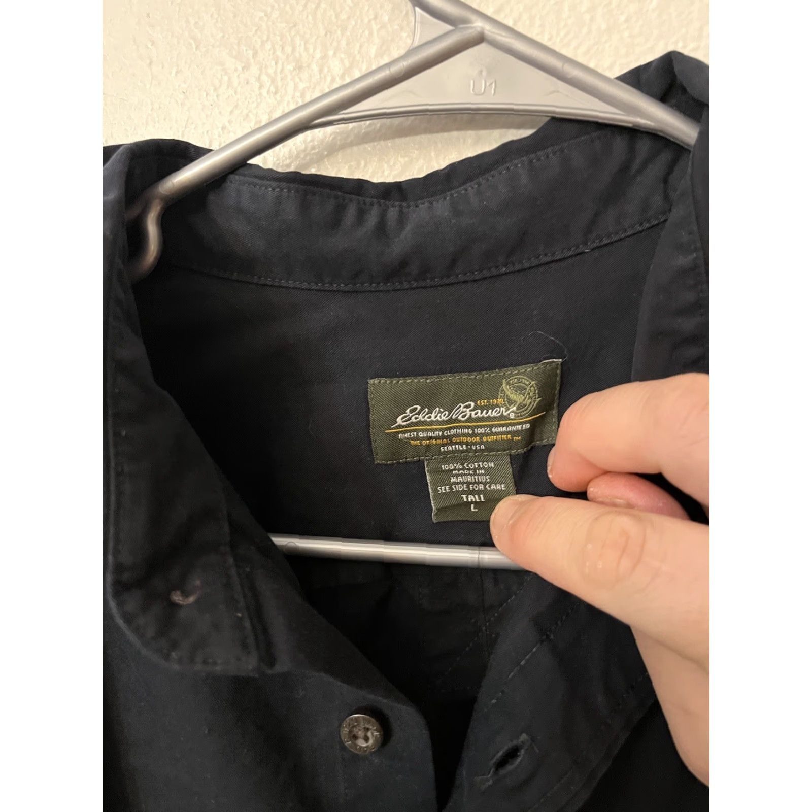 Eddie Bauer VINTAGE Eddie Bauer Solid Black Button Down Shirt Reg Fit Size LT Tall Size US L / EU 52-54 / 3 - 2 Thumbnail