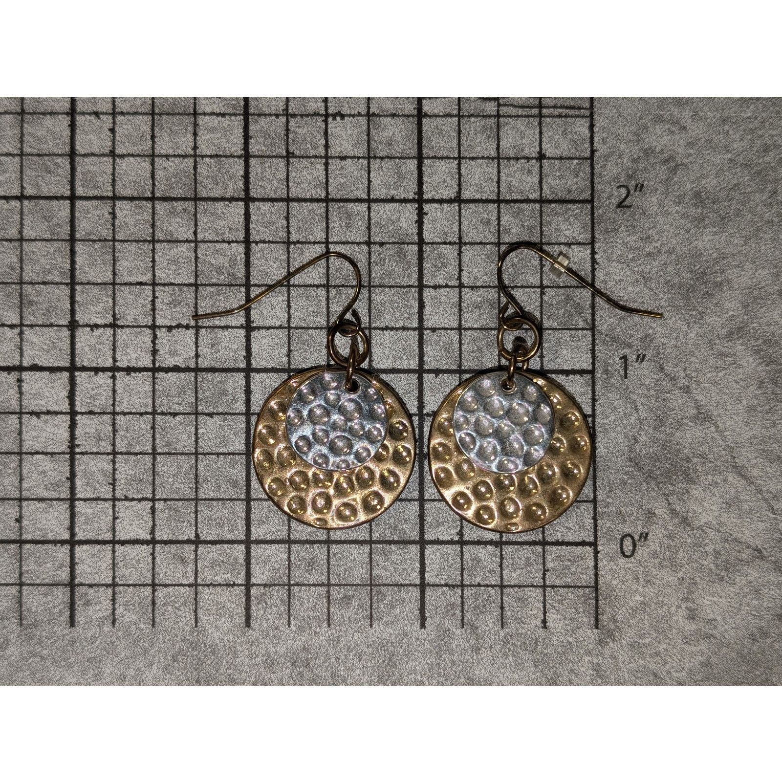 Vintage VTG 1980s Two-Tone Gold & Silver Double Disc Dangle Earrings Size ONE SIZE - 3 Thumbnail
