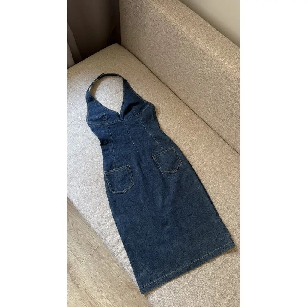 Dolce & Gabbana Dolce & Gabbana Vintage Denim Halter Mini Dress Size IT 40 Size S / US 4 / IT 40 - 3 Thumbnail