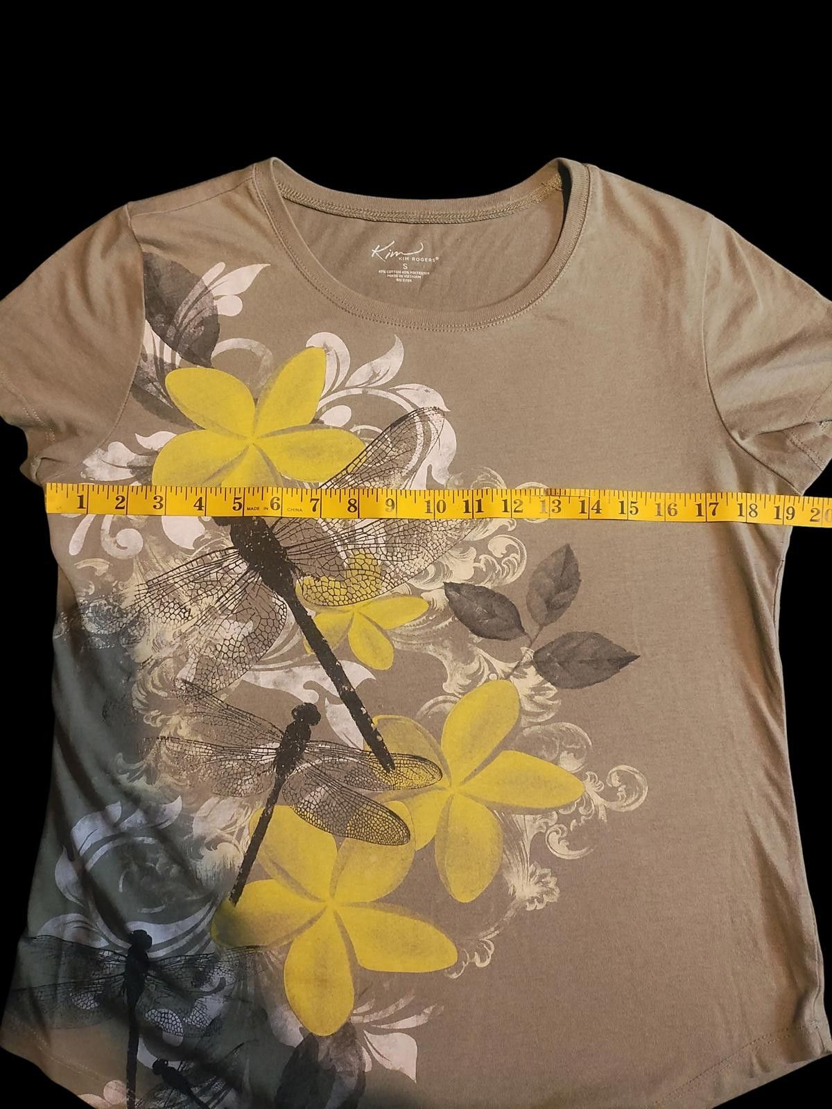 Designer Kim Rogers Short Sleeve Floral and Dragonfly Print T-Shirt Size S / US 4 / IT 40 - 5 Thumbnail