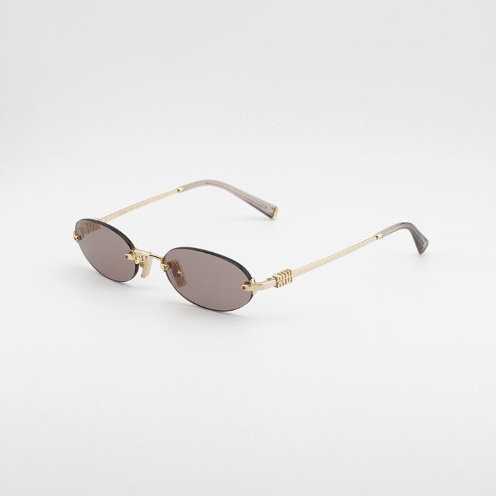 Miu Miu Miu Miu MUA54S 5AK20I Sunglasses Gold Oval Rimless Frame Size ONE SIZE - 1 Thumbnail