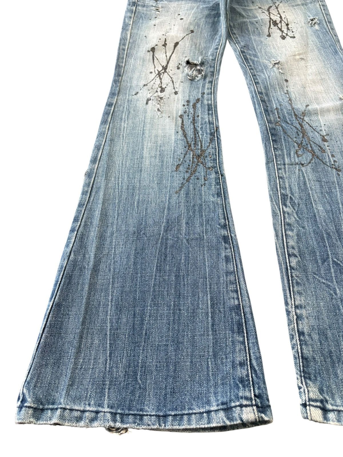If Six Was Nine Vintage Japanese Brand Punk Splattered Distress Flare Jeans Size US 31 - 6 Thumbnail