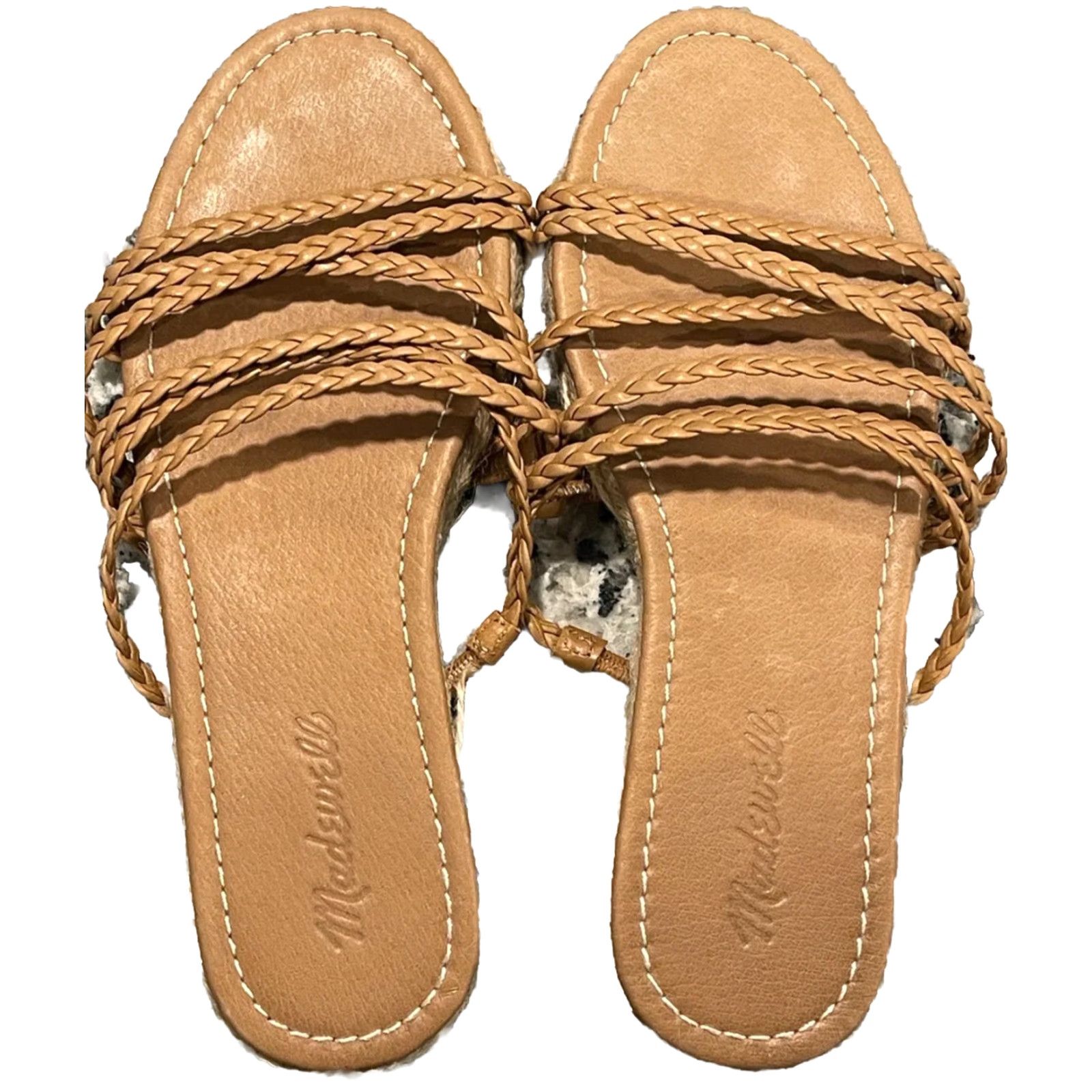 Madewell Madewell The Kathryn Espadrille Slide Sandal Leather SZ 9 Womens Brown Slide Flat Sandal 9 (Espadrille) Size US 9 / IT 39 - 3 Thumbnail