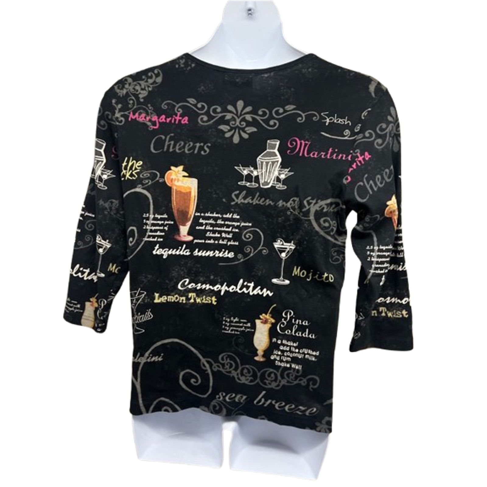 Other Cactus Bay Happy Hour Cocktails Black Top Shirt 2XL Bling Size XXL / US 16-18 / IT 52-54 - 2 Thumbnail