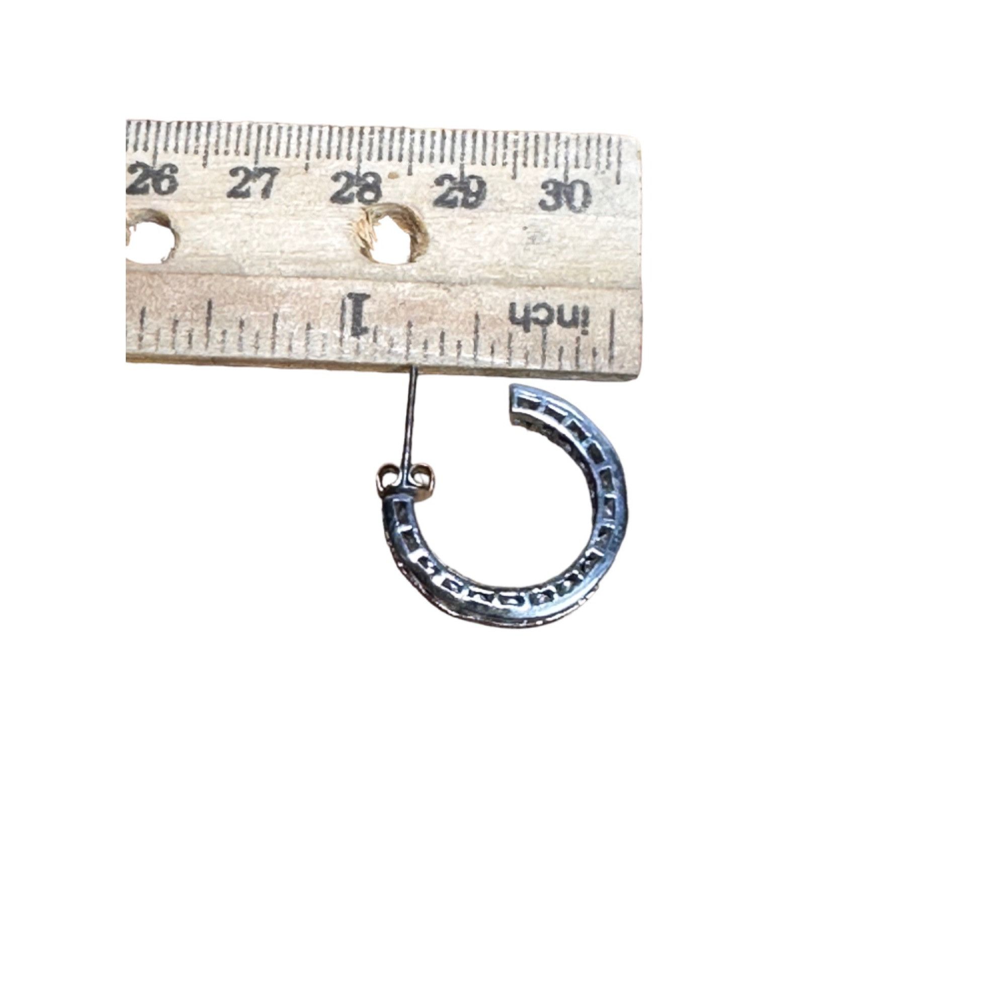 Designer Landau Silvadium CZ Tennis Hoop Earrings Like New 925 Pallad Size ONE SIZE - 4 Thumbnail