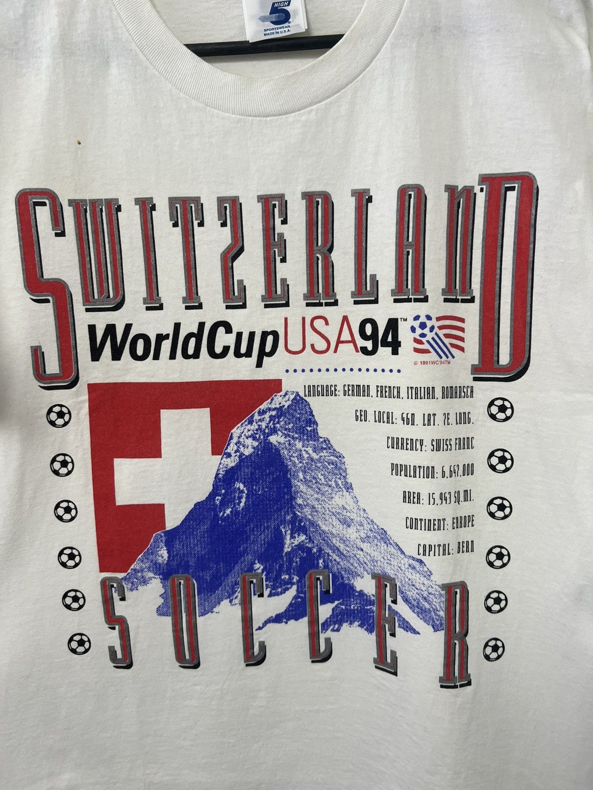 Vintage Switzerland 1991 World Cup USA 1994 T shirt Swiss Tee Sz L Size US L / EU 52-54 / 3 - 15 Thumbnail