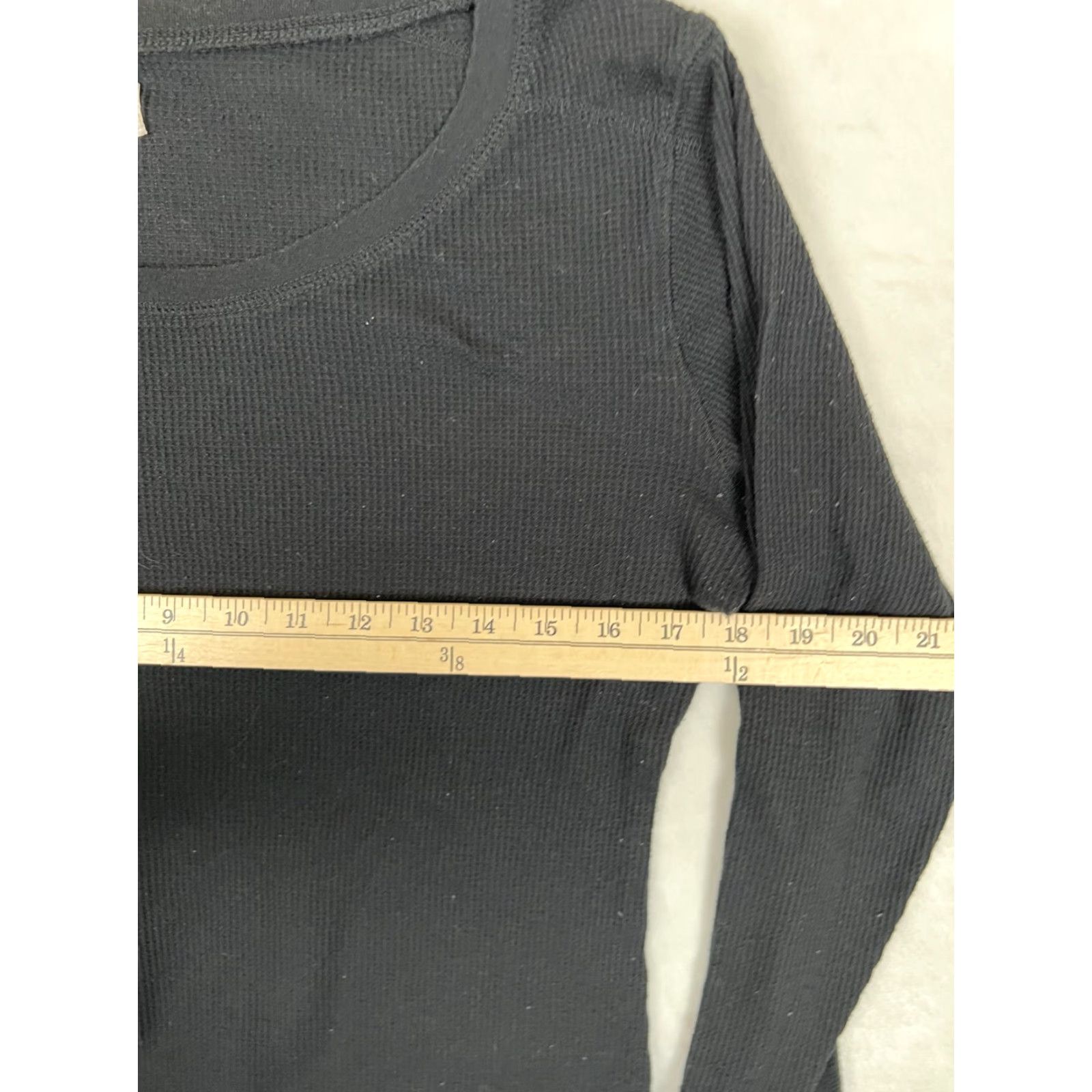 Mossimo Mossimo Supply Co. Shirt Womens XL Black Waffle Knit Long Sleeve Top Thermal Y2K Size XL / US 12-14 / IT 48-50 - 4 Thumbnail