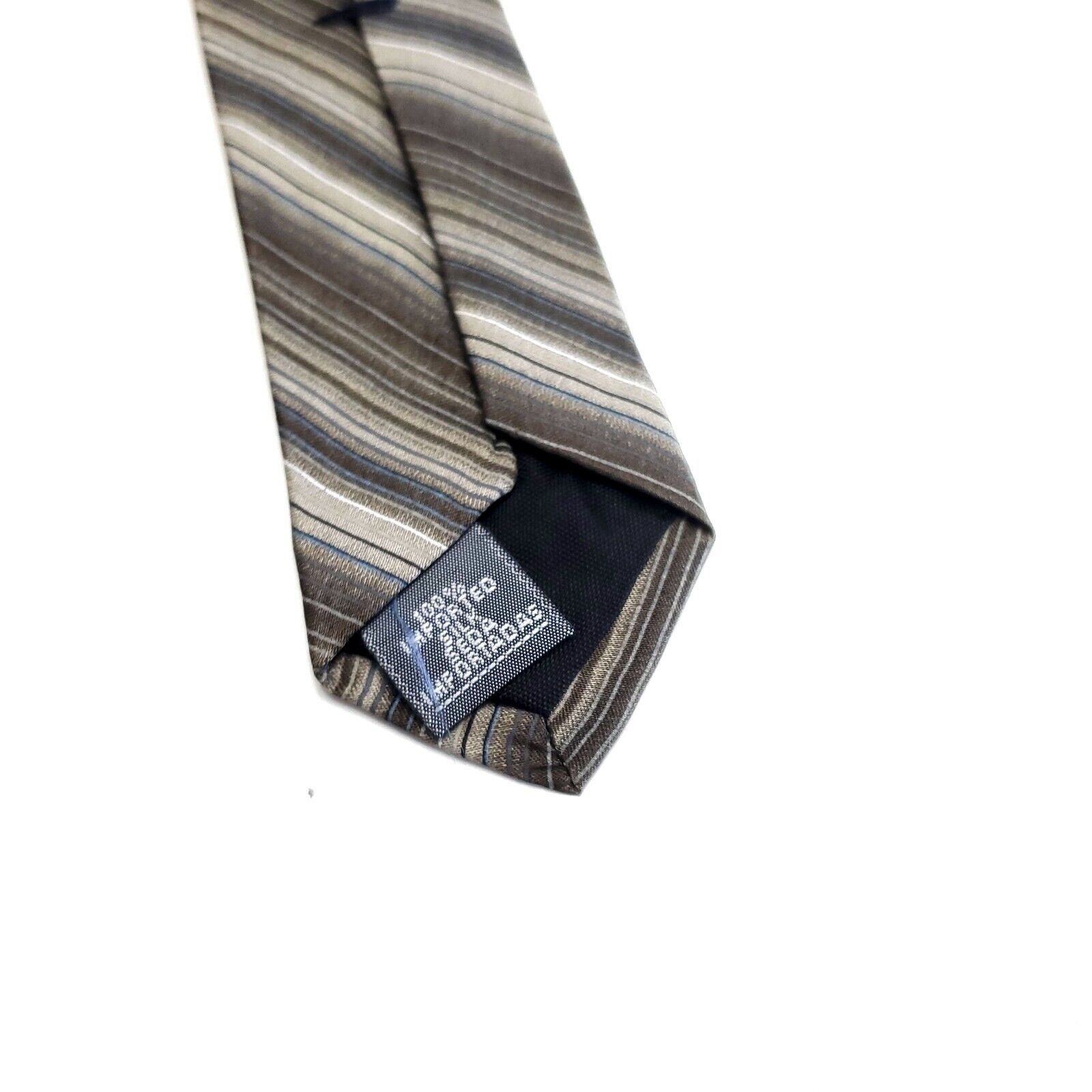 Arrow Arrow Beige Gray Brown Print Striped Wide Silk Tie Size ONE SIZE - 4 Thumbnail