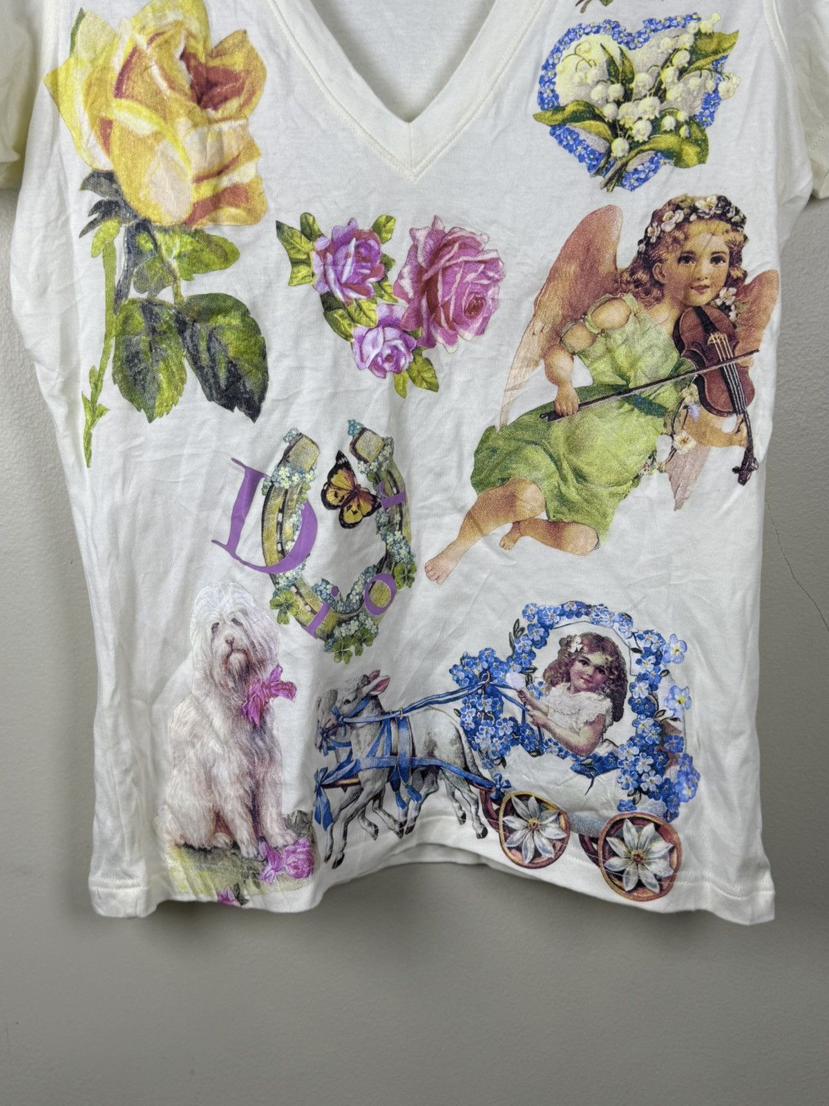 Dior Dior by John Galliano Floral Angel Tee Size L / US 10 / IT 46 - 3 Thumbnail