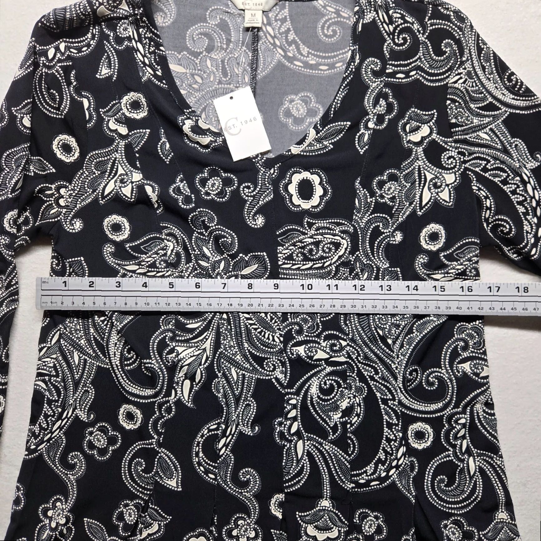 Vintage VINTAGE Cato Women's Blouse Shirt Medium Black Paisley 1940s 40s Retro Size M / US 6-8 / IT 42-44 - 3 Thumbnail