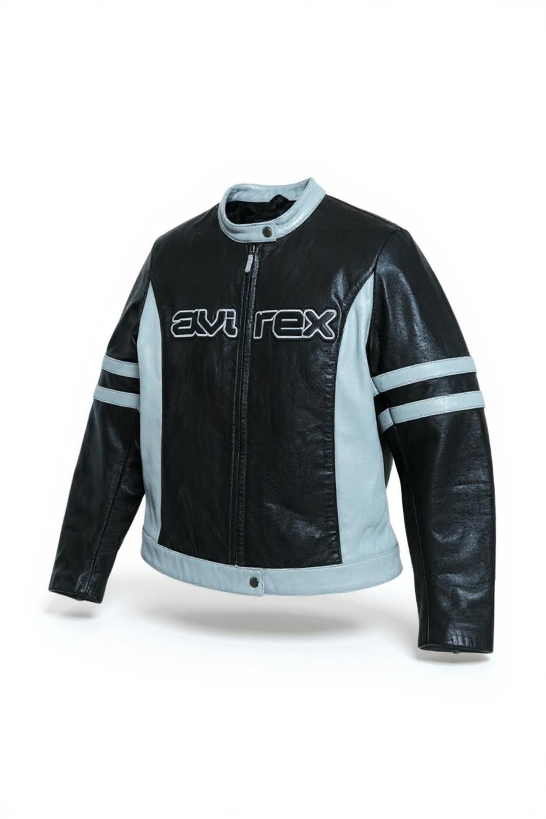 Avirex Avirex - Motorcycle Leather Jacket Black Light Blue Size ONE SIZE - 1 Thumbnail