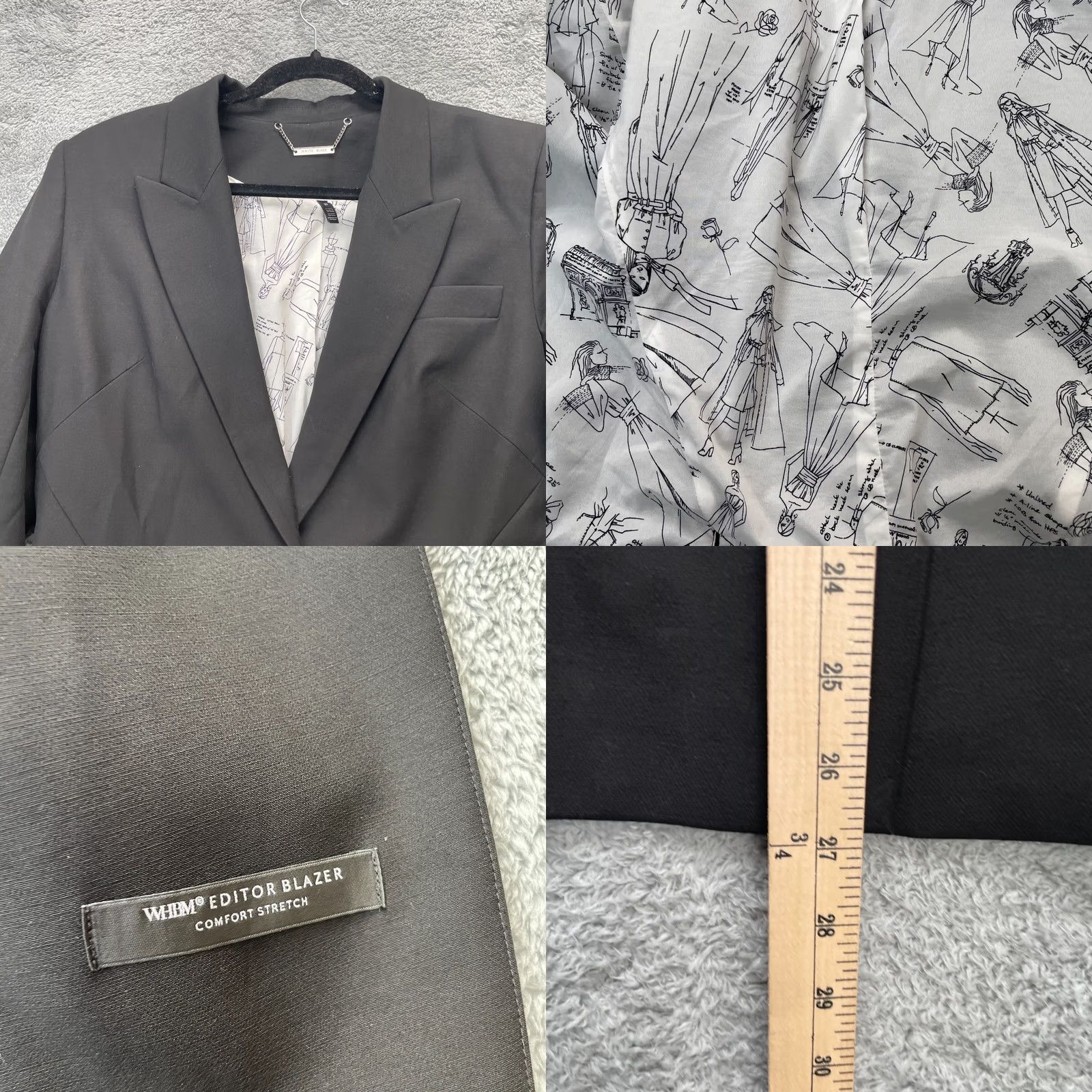 White House Black Market White House Black Market Womens 16 Black Editor Blazer Coat Comfort Lined Size XXL / US 16-18 / IT 52-54 - 8 Thumbnail