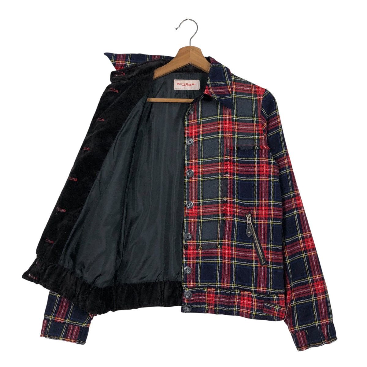 Japanese Brand 📌Cropped Biker Zipper Jacket Tartan Betty's Blue Label Size US M / EU 48-50 / 2 - 12 Thumbnail