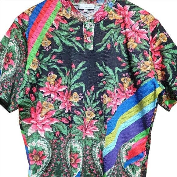 Pierre-Louis Mascia Pierre-Louis Mascia Floral Stripe Mesh Henley (S) Size US S / EU 44-46 / 1 - 2 Thumbnail