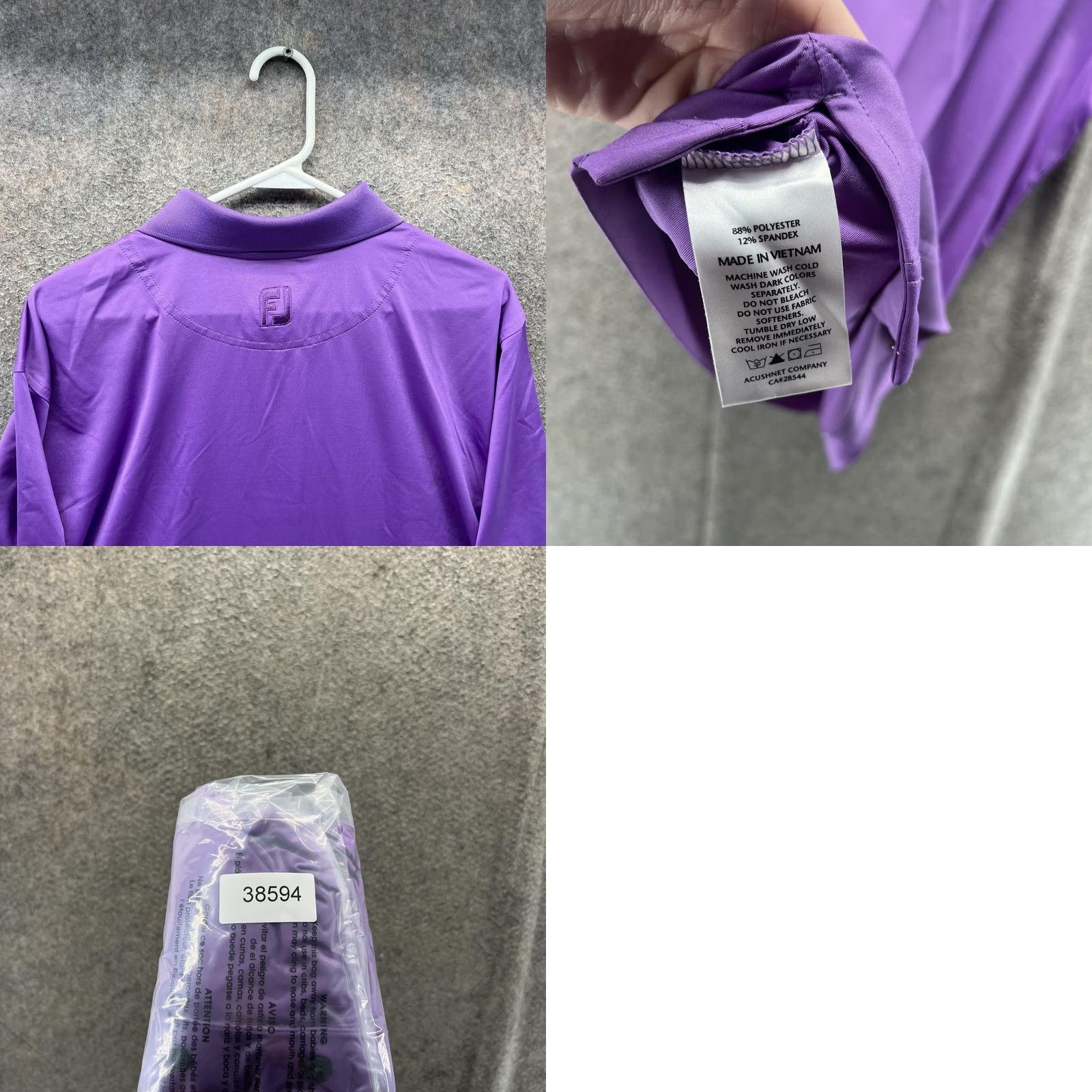 Footjoy FootJoy Polo Shirt Mens XL Purple Short Sleeve Golf Performance Stretch Size US XL / EU 56 / 4 - 8 Thumbnail