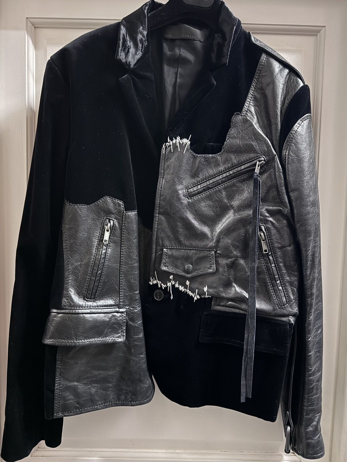 Haider Ackermann Haider Ackermann velvet and leather patchwork suit Size 52S - 1 Thumbnail