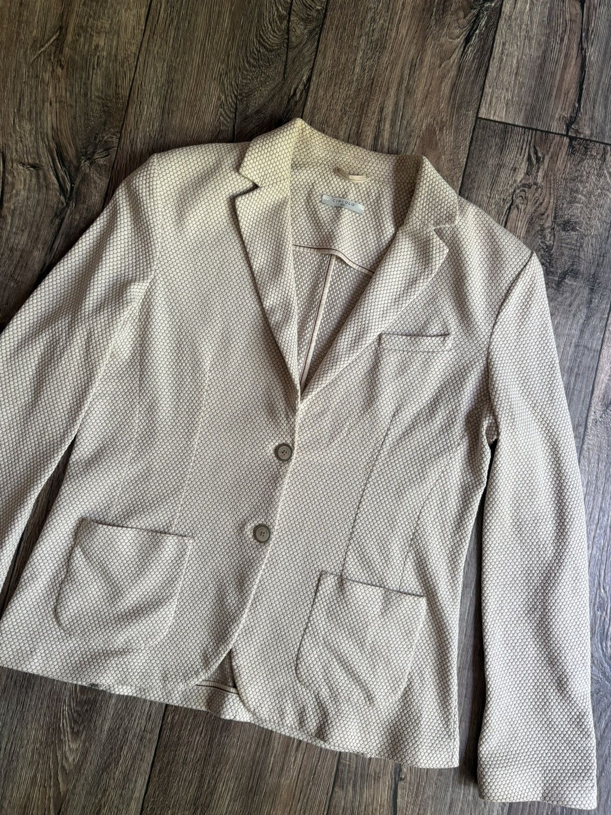 Circolo 1901 × Designer Circolo 1901 Women’s Cotton Blazer Jacket Textured Knit Size XL / US 12-14 / IT 48-50 - 3 Thumbnail