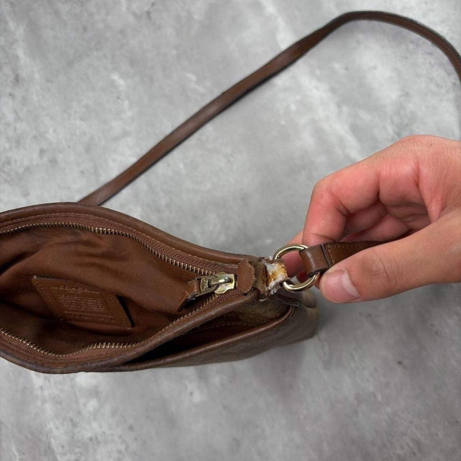 Coach Y2K Brown Coach Signature C Distressed Grunge Crossbody Bag Size ONE SIZE - 4 Thumbnail