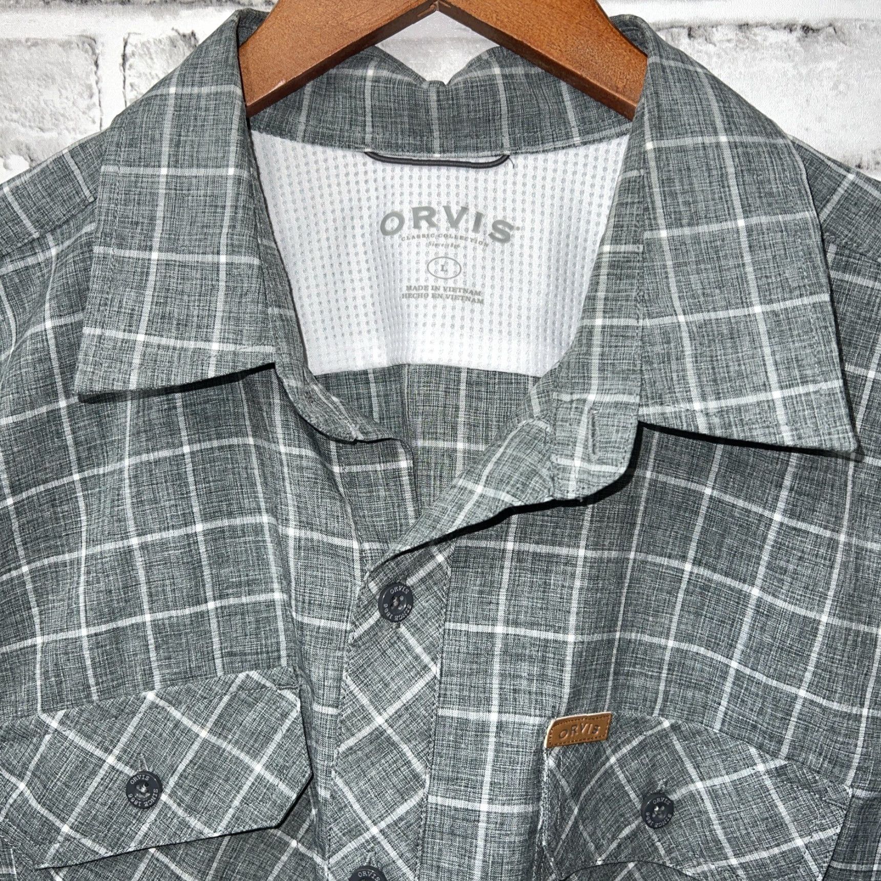 Orvis Orvis Shirt Plaid Short Sleeve Mens Size L Gray Size US L / EU 52-54 / 3 - 2 Thumbnail