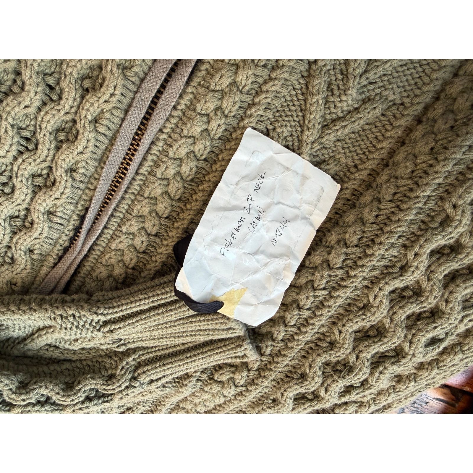Greg Lauren Greg Lauren SAMPLE Army Fisherman Zip Neck Sweater Size US L / EU 52-54 / 3 - 4 Thumbnail