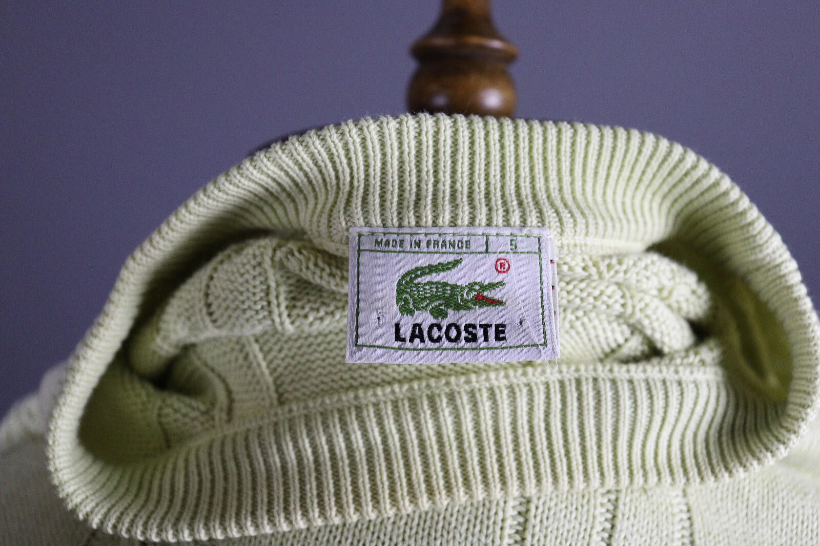 Lacoste Lacoste Vintage Yellow Men Cable Knit Sweater Size 5 / L Size US L / EU 52-54 / 3 - 10 Thumbnail