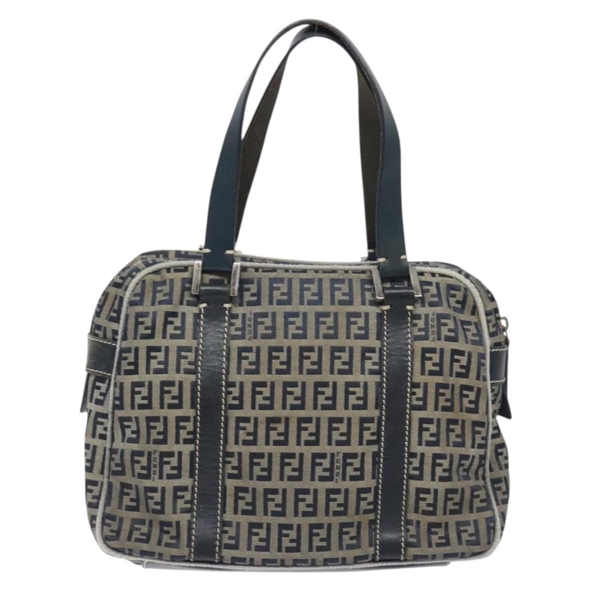 Fendi FENDI Zucchino Canvas Hand Bag Navy Silver Size ONE SIZE - 3 Thumbnail