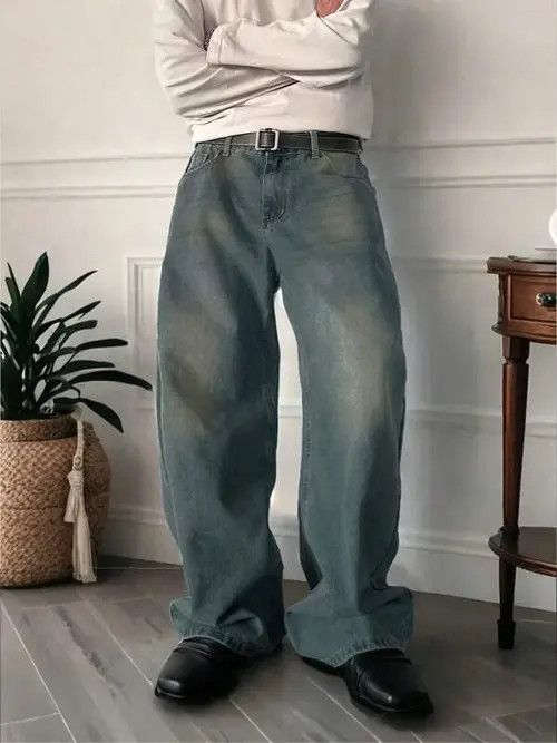 Jean Washed RETRO vintage 90s denim jeans Size US 32 / EU 48 - 4 Thumbnail