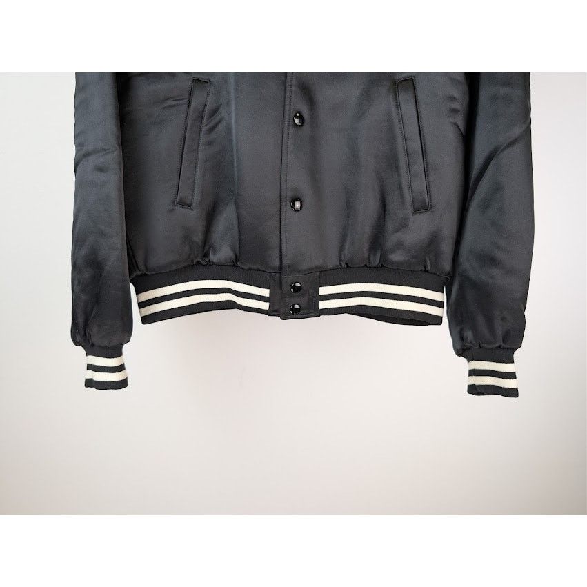 Celine o1rshd1 Teddy Logo-Applique Satin Varsity Jacket in Black Size US M / EU 48-50 / 2 - 5 Thumbnail