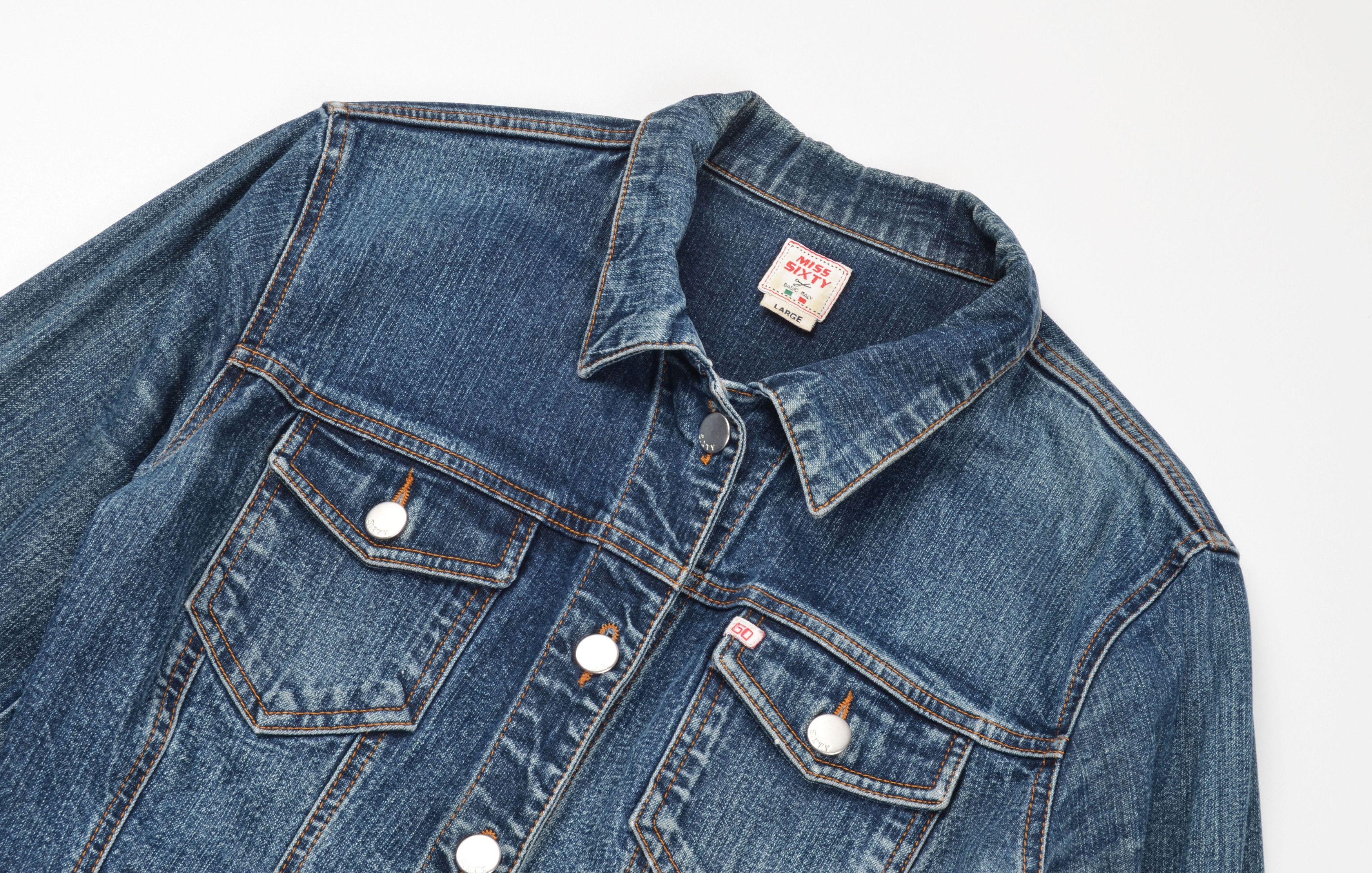 Miss Sixty Vintage Miss Sixty Y2K Faded Denim Trucker Jacket Size L / US 10 / IT 46 - 6 Thumbnail