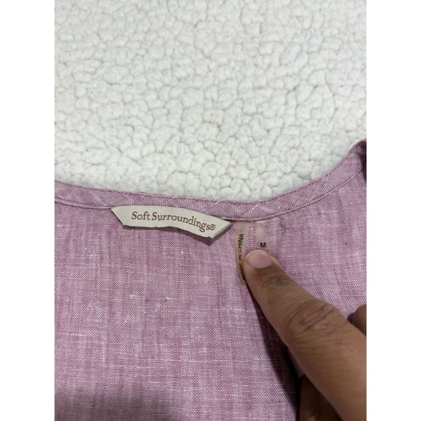 Soft Surroundings VINTAGE Soft Surroundings Pink Linen Short Sleeve Dress Pockets Womens M Size 32" / US 10 / IT 46 - 2 Thumbnail