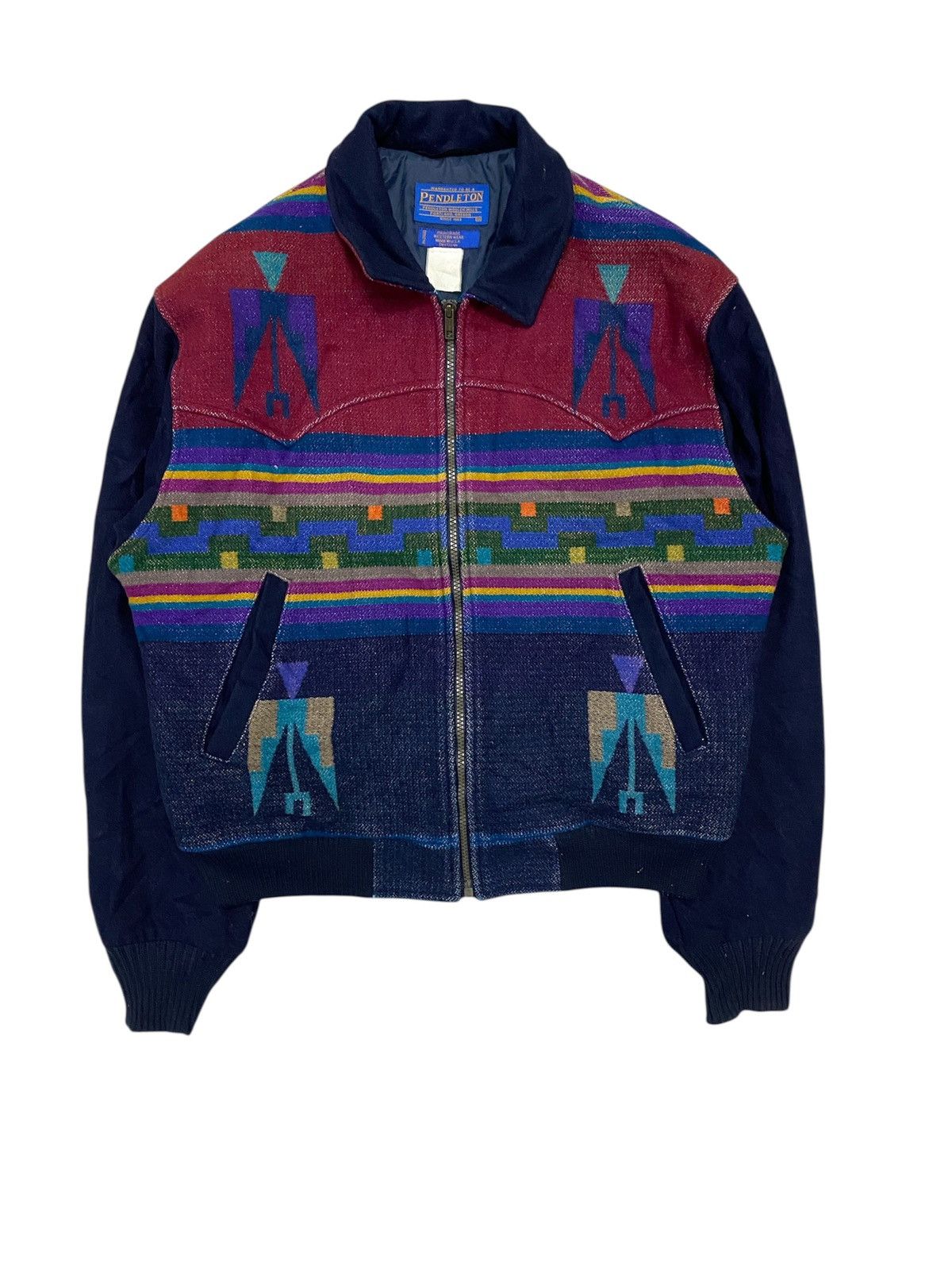 Pendleton 1980s Native Jacquard Bomber Navajo Jacket wool Size US L / EU 52-54 / 3 - 1 Thumbnail