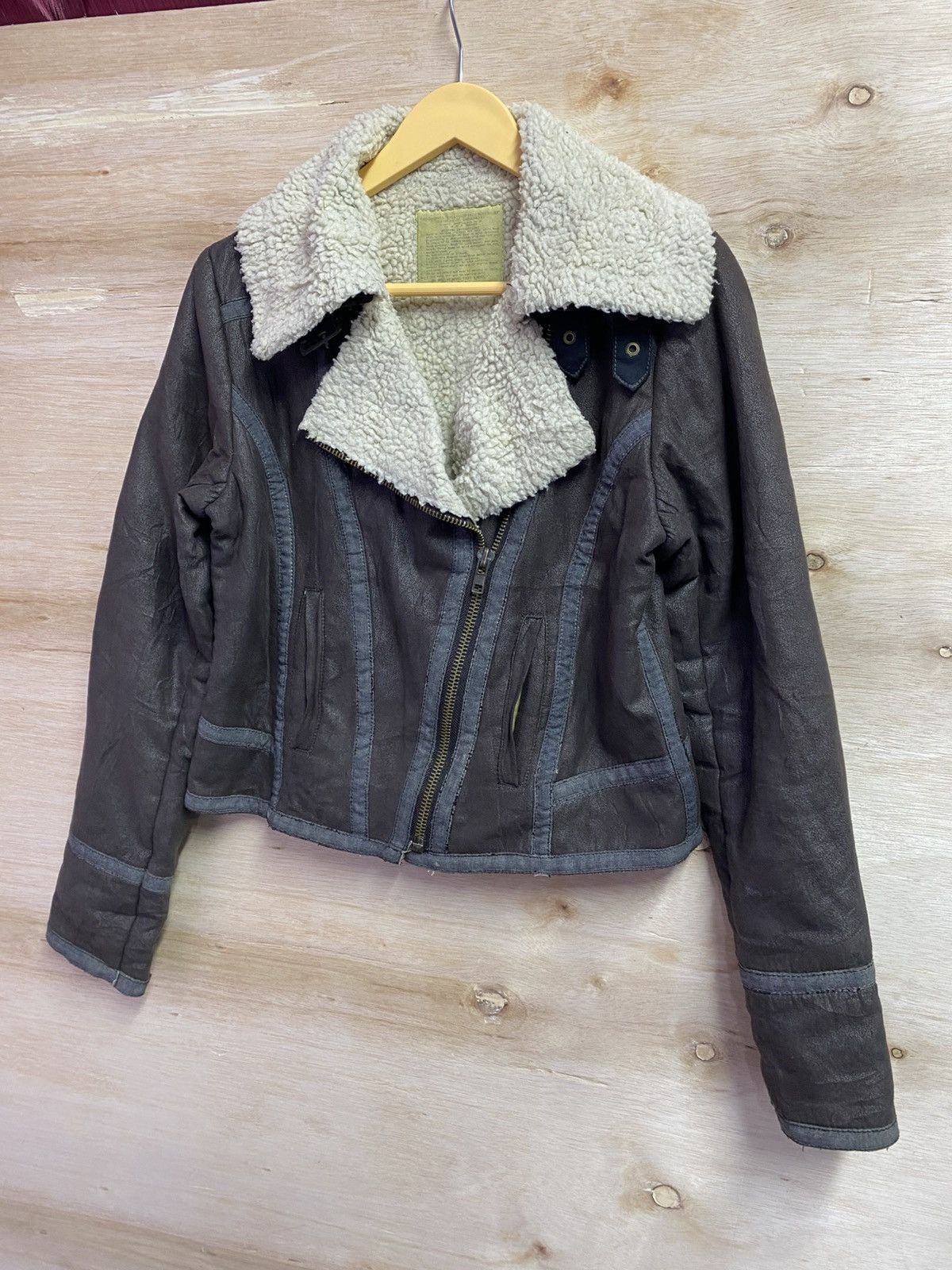 GOA GOA Neo Leather Biker Jacket with Sherpa Lining. Size S / US 4 / IT 40 - 2 Thumbnail