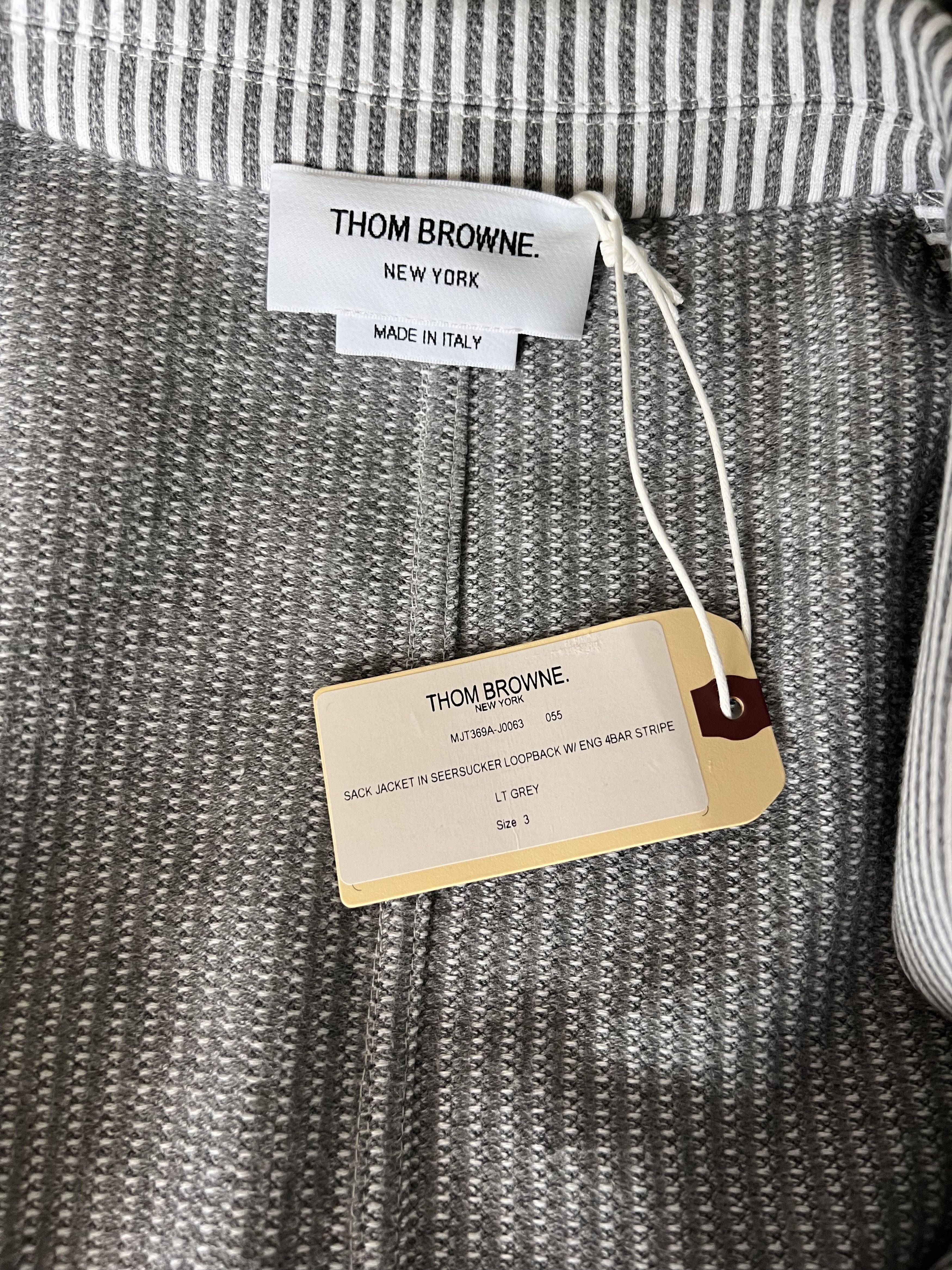 Thom Browne Thom Browne 4 Bar Seersucker Loopback Sack Jacket Size US L / EU 52-54 / 3 - 11 Thumbnail