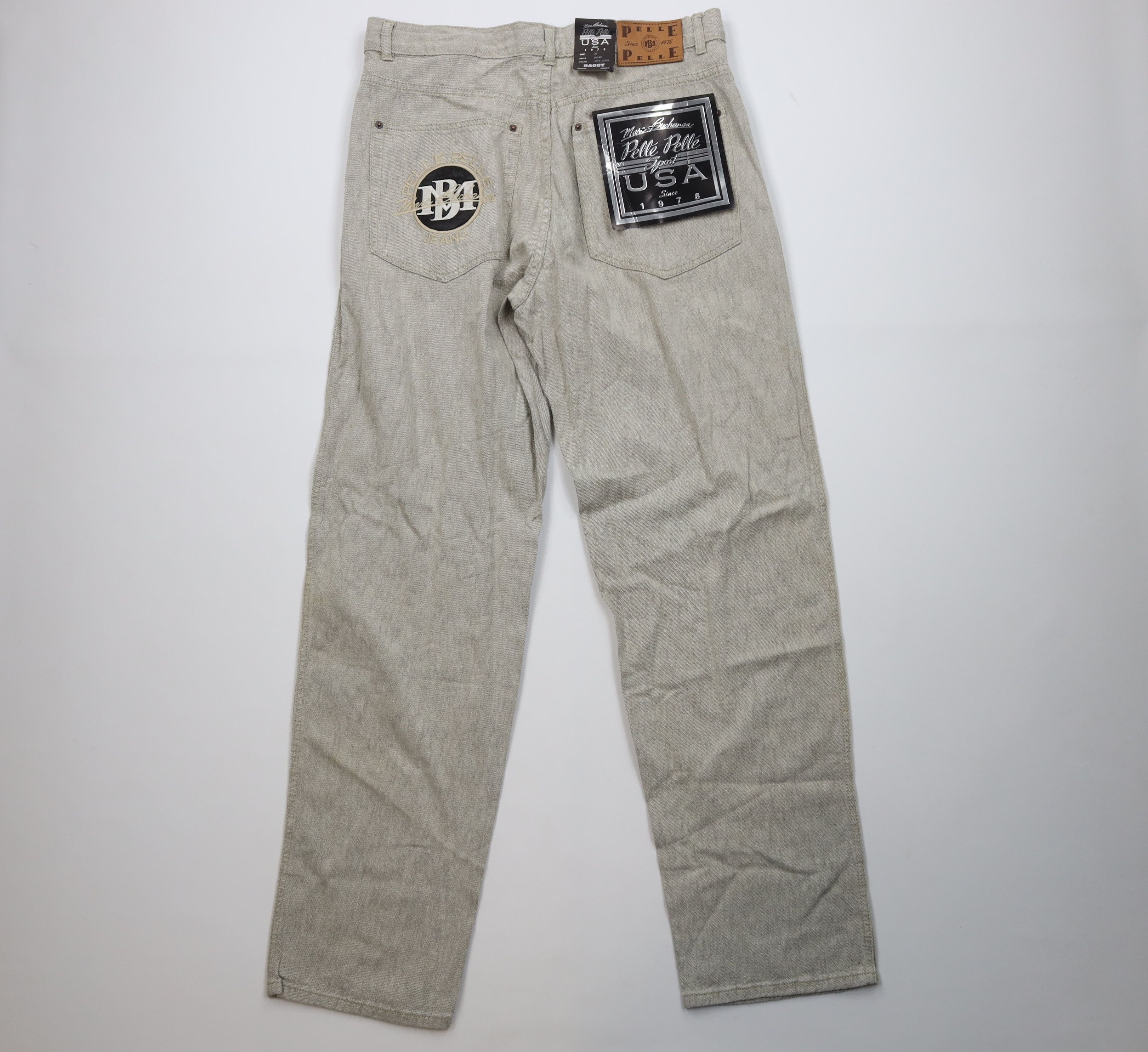 Pelle Pelle Deadstock Vintage 90s Pelle Pelle Wide Leg Jeans Linen Denim Size US 36 / EU 52 - 8 Thumbnail