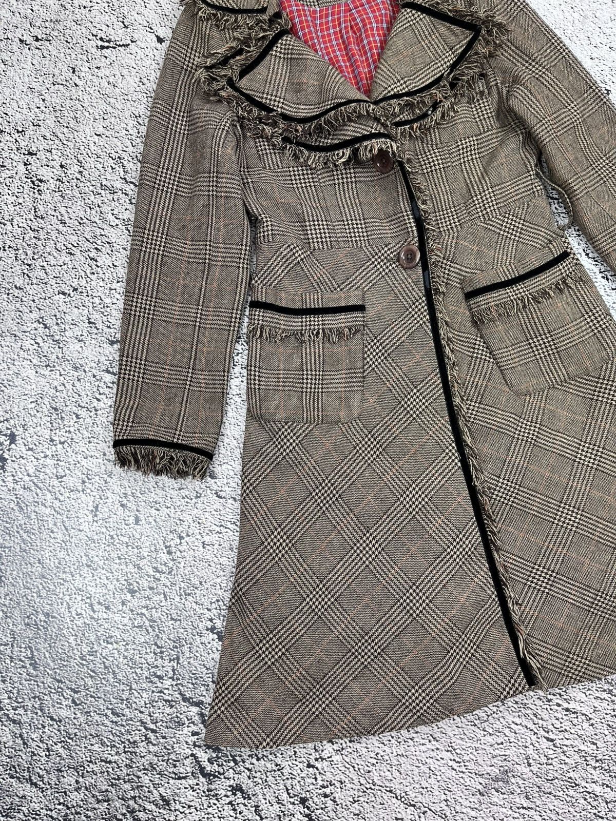 Kenzo Vintage Kenzo Plaid Coat Frayed Trim Wool Blend Womens 38 Size XS / US 0-2 / IT 36-38 - 2 Thumbnail