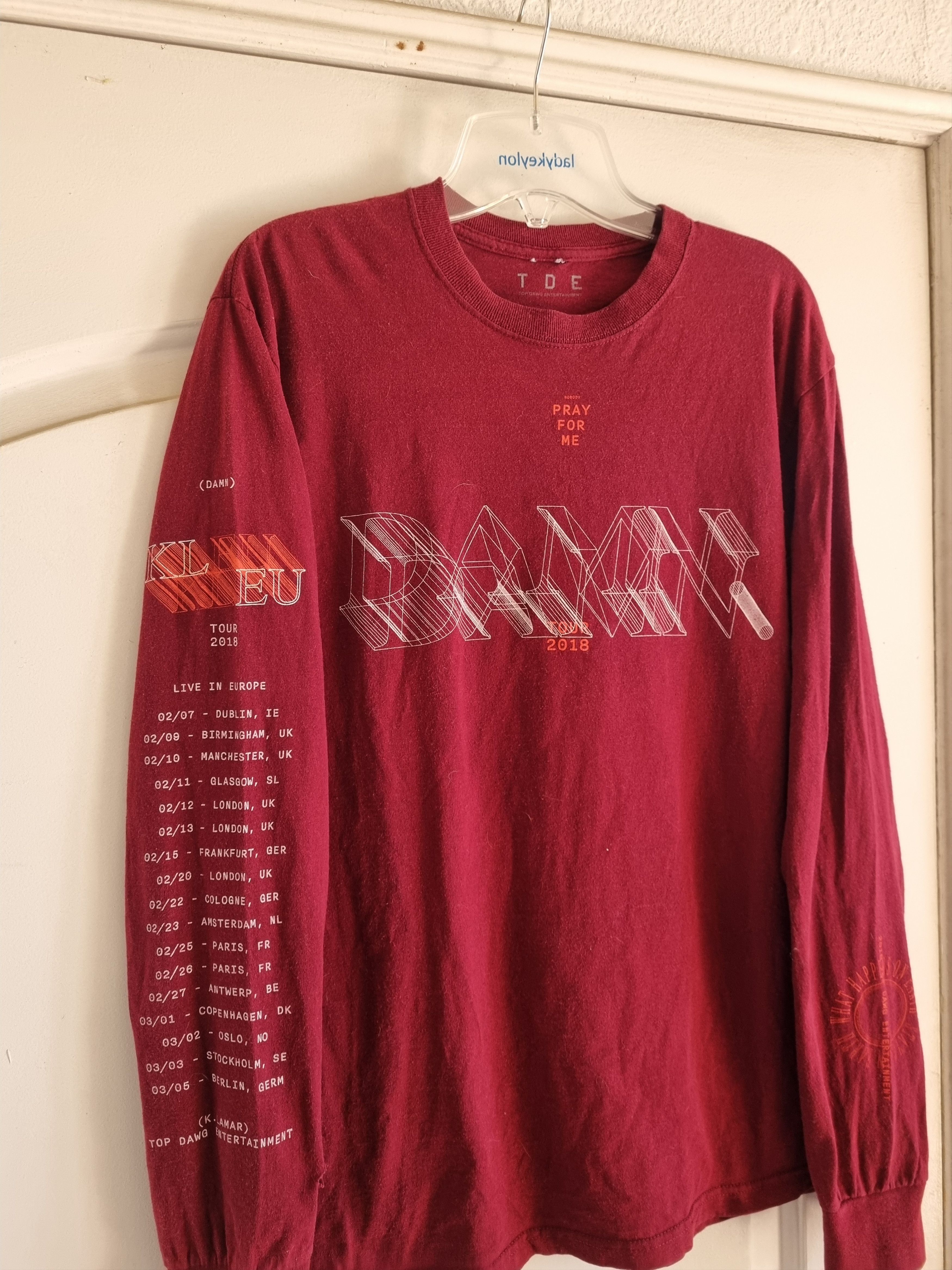 Kendrick Lamar × Rap Tees Kendrick Lamar Damn Tour Longlseeve 2018 Europe Tour TDE Size US M / EU 48-50 / 2 - 2 Thumbnail
