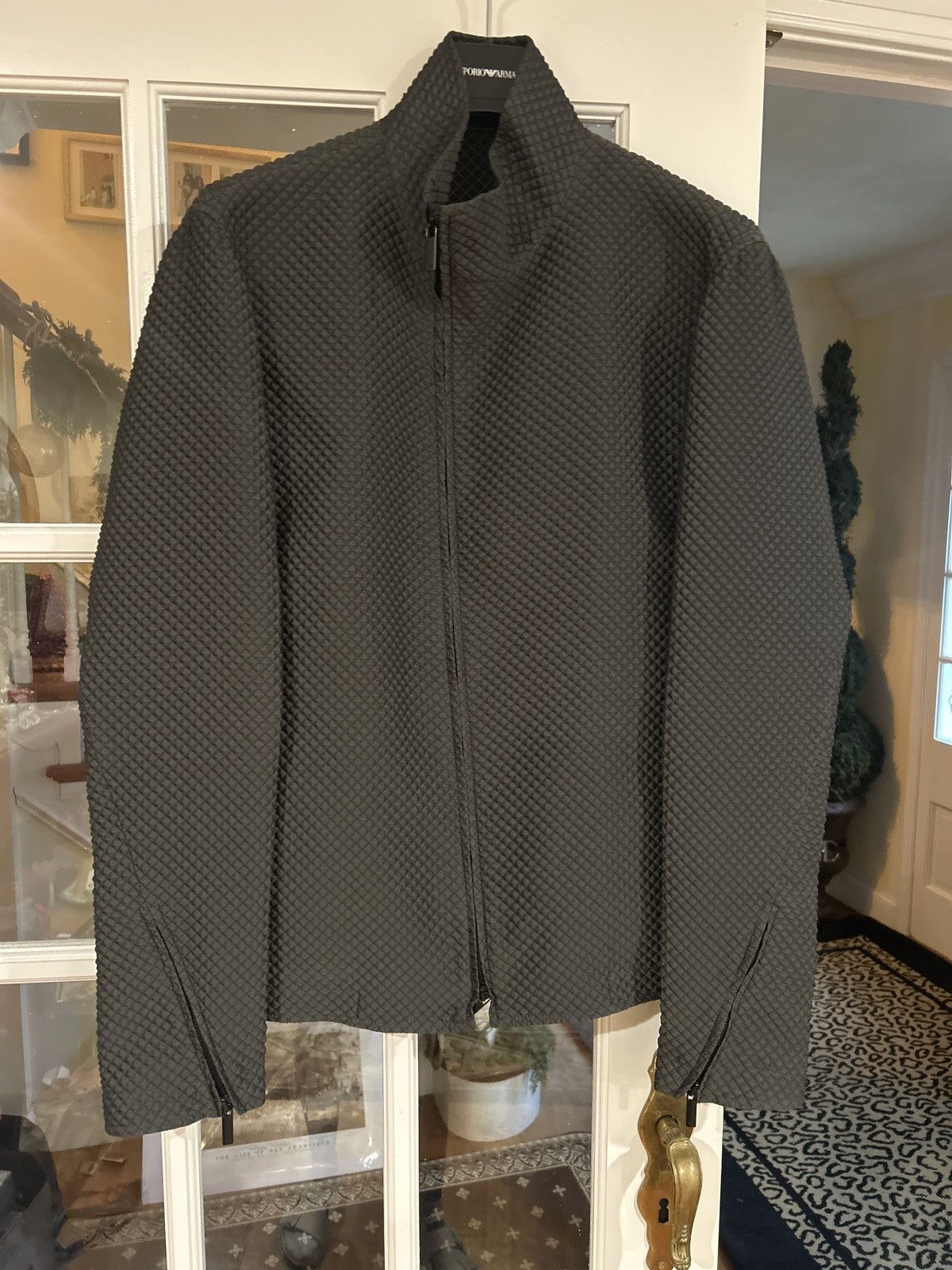 Emporio Armani NEW Emporio Armani Diamond Textured Jacket Lightweight Size US M / EU 48-50 / 2 - 1 Thumbnail
