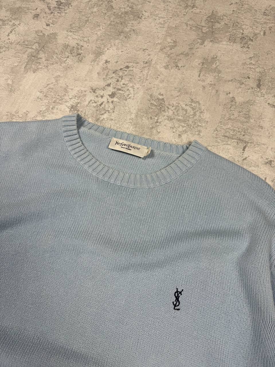 Yves Saint Laurent Vintage Yves Saint Laurent Y2K Blue Knit Sweater Size US L / EU 52-54 / 3 - 6 Thumbnail