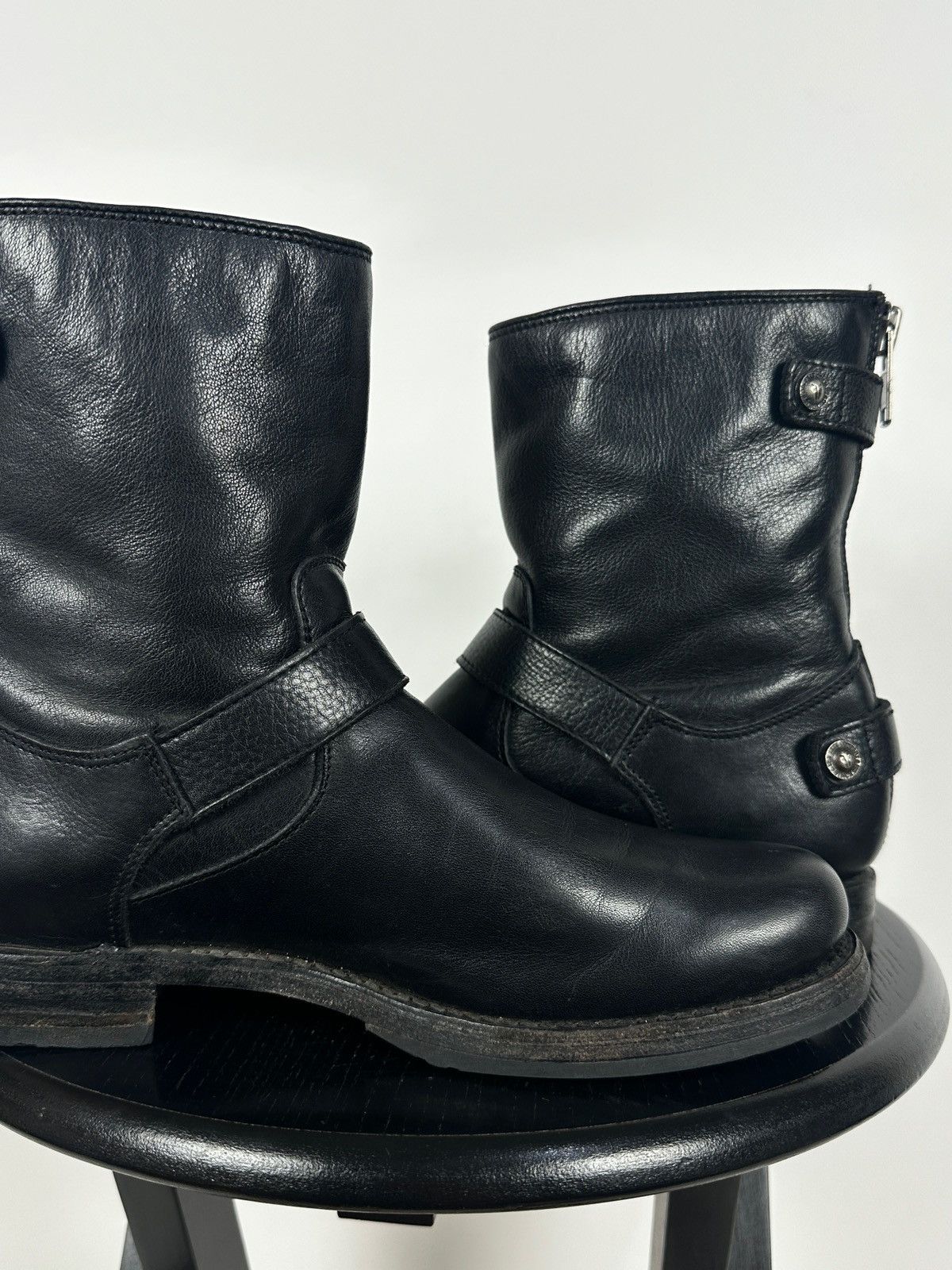 Frye Frye Veronica Black Leather Back Zip Buckle Harness Boots Size US 8.5 / IT 38.5 - 18 Thumbnail