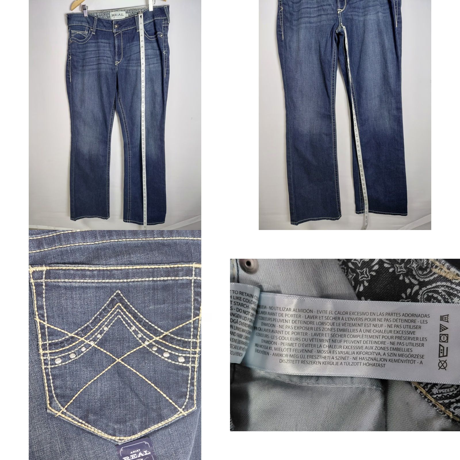 Ariat ARIAT REAL Denim Jeans Blue Solid Classic Men Size 34 Size US 34 / EU 50 - 8 Thumbnail