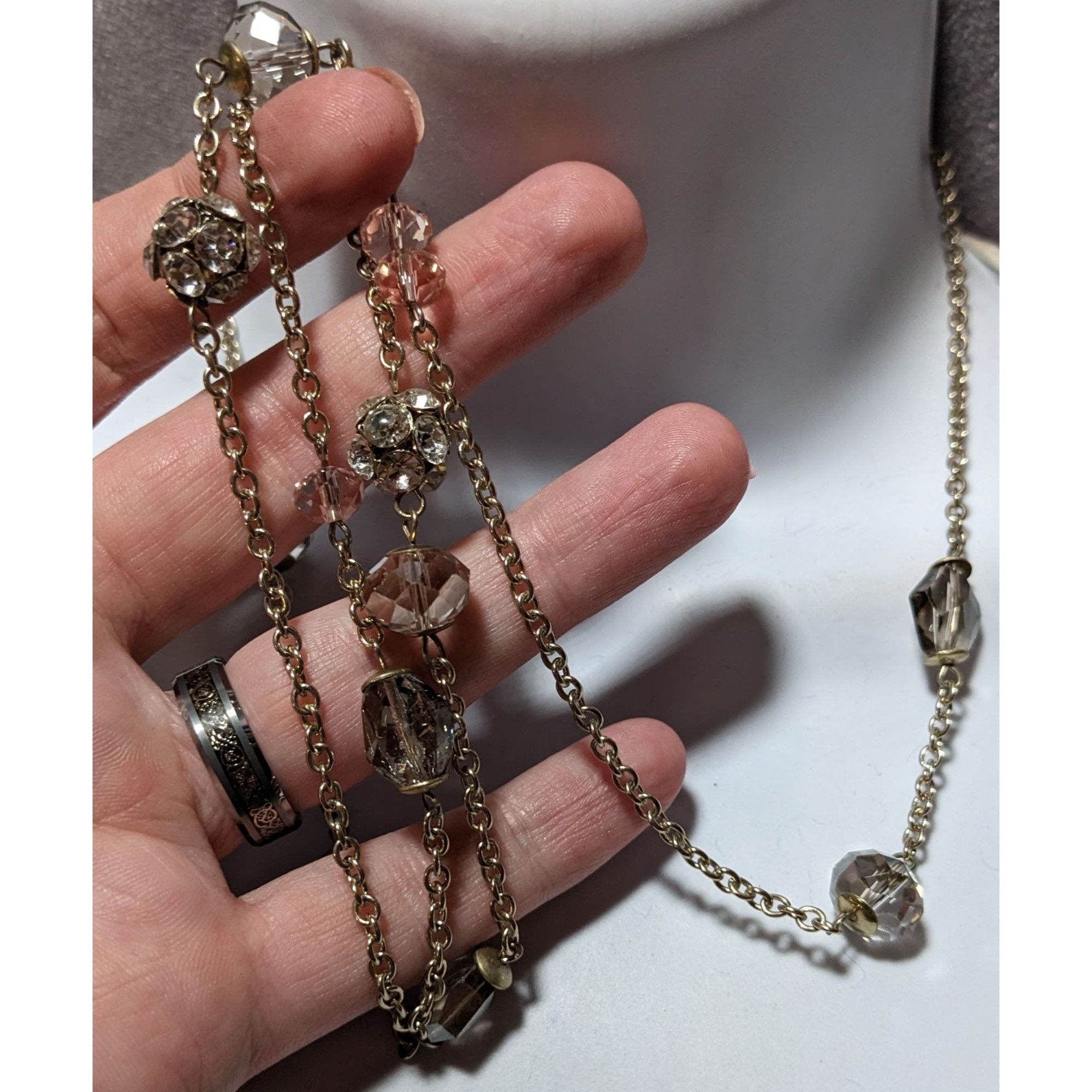 Other Y2K Glam Silver Chain Beaded Statement Necklace Size ONE SIZE - 8 Thumbnail