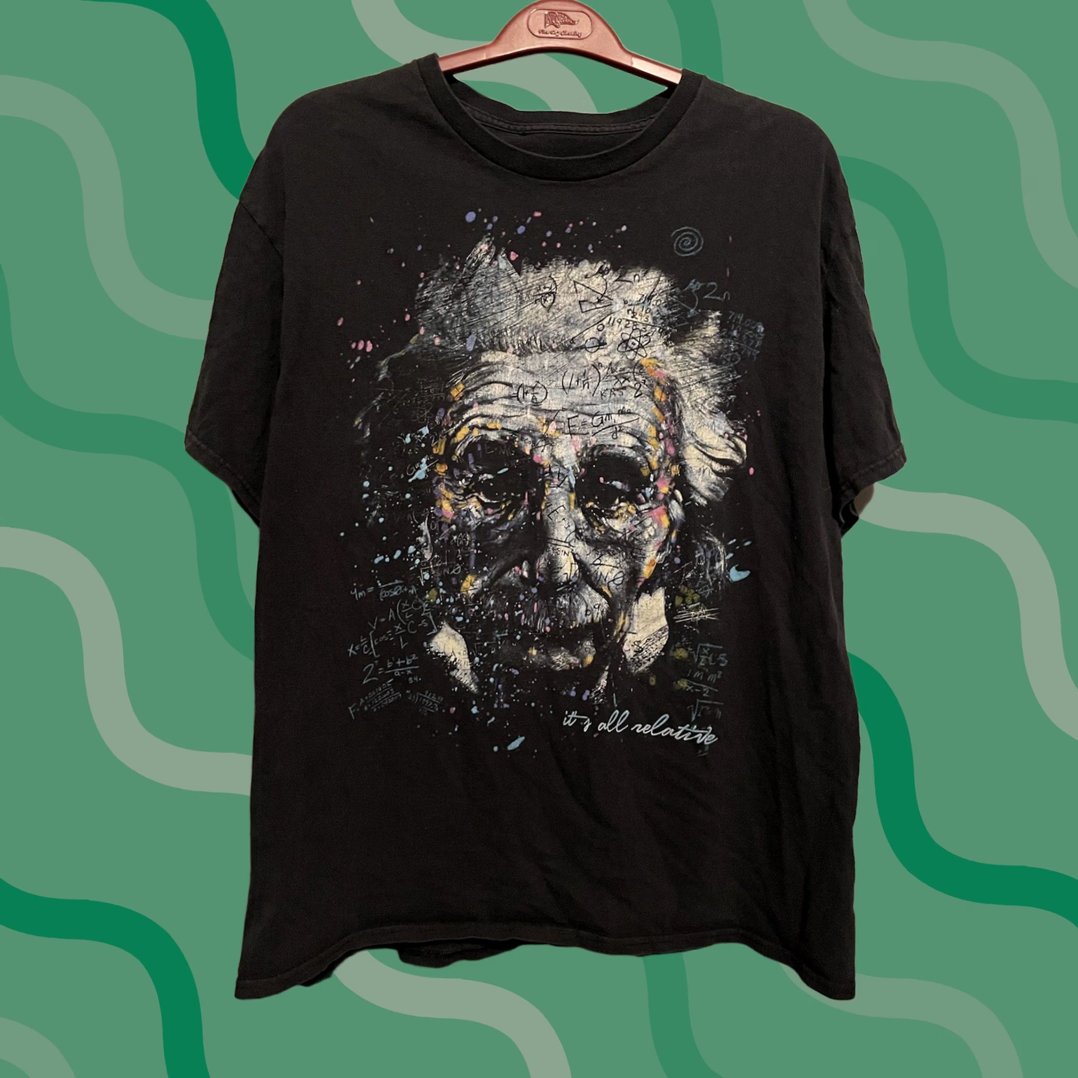 Vintage All Albert Einstein It’s All Relative Black T-shirt XL Crew Neck Cotton Jersey Short Sleeve Men Regular Fit Vintage No Size US XL / EU 56 / 4 - 1 Thumbnail