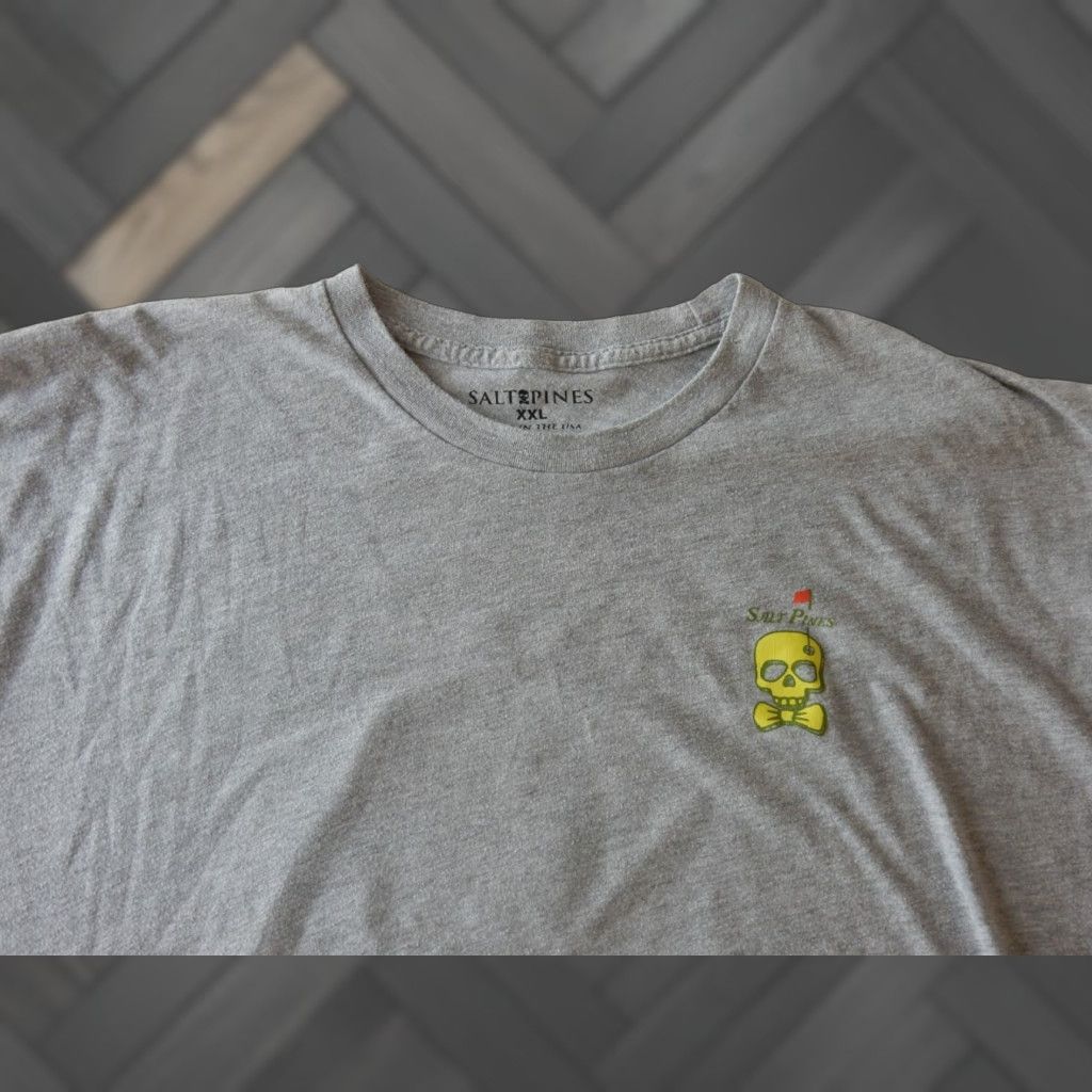 Vintage Salt Pines T-Shirt Men's USA Made 2XL Gray Short Sleeve Cotton Graphic Print Skull Golf May 90s Size US XXL / EU 58 / 5 - 1 Thumbnail