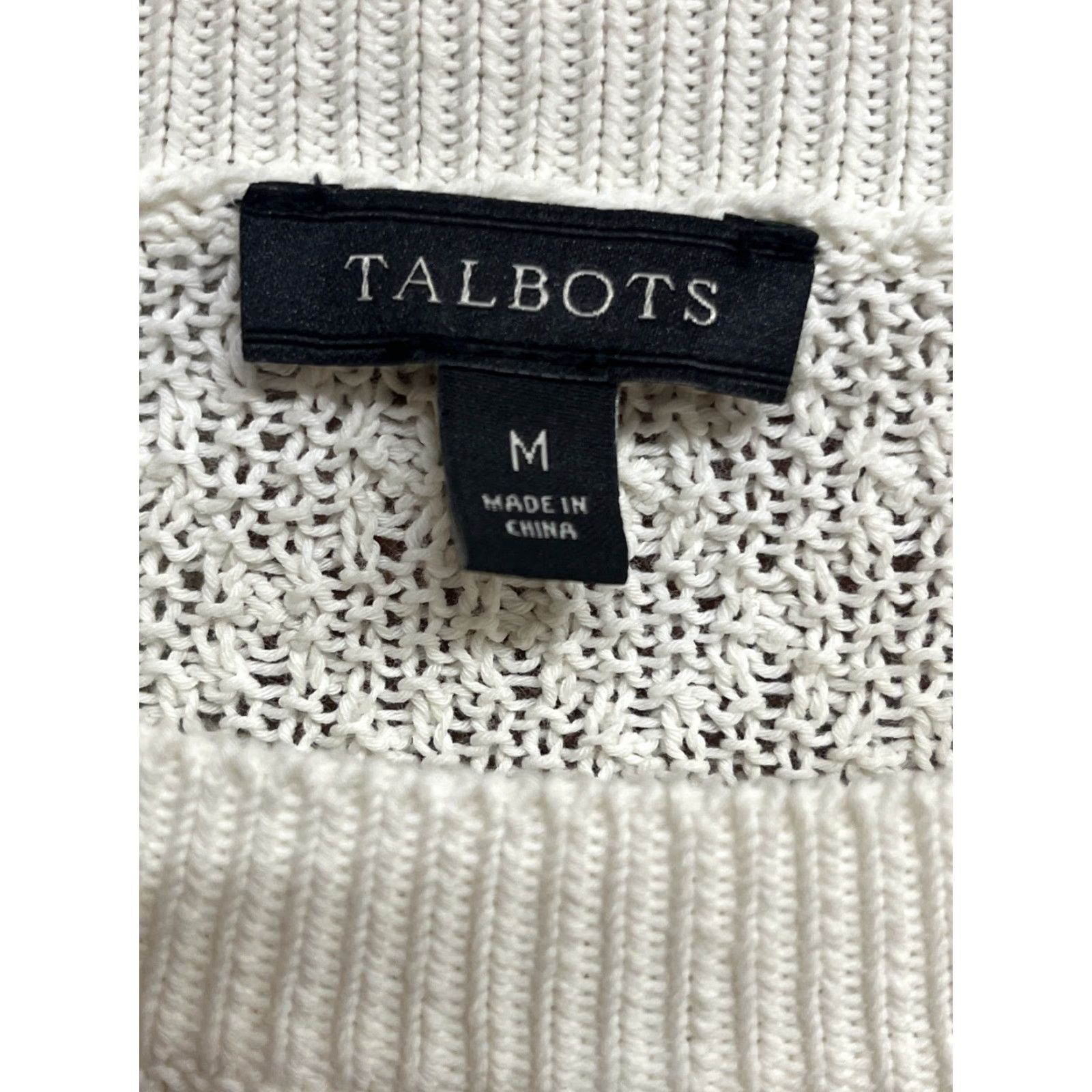 Talbots VINTAGE Talbots Womens White Knitted Pullover 3/4 Sleeve Sweater Size Medium Size M / US 6-8 / IT 42-44 - 3 Thumbnail