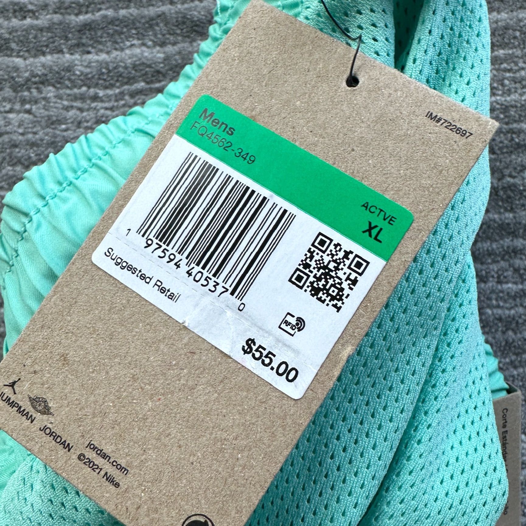 Nike Jordan Shorts Mens Extra Large Mint Green Poolside Basketball Gym 6" Size US 36 / EU 52 - 6 Thumbnail