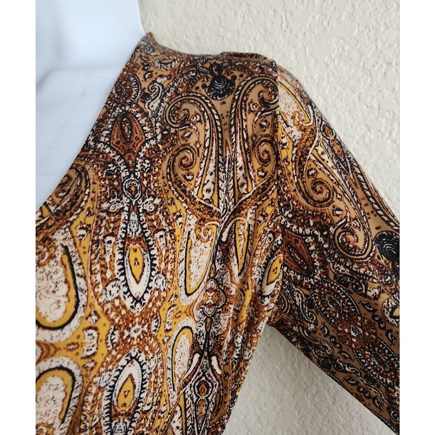 Other Emma & Michelle Brown Gold Black Floral Print Wrap Dress 8 Size M / US 6-8 / IT 42-44 - 3 Thumbnail