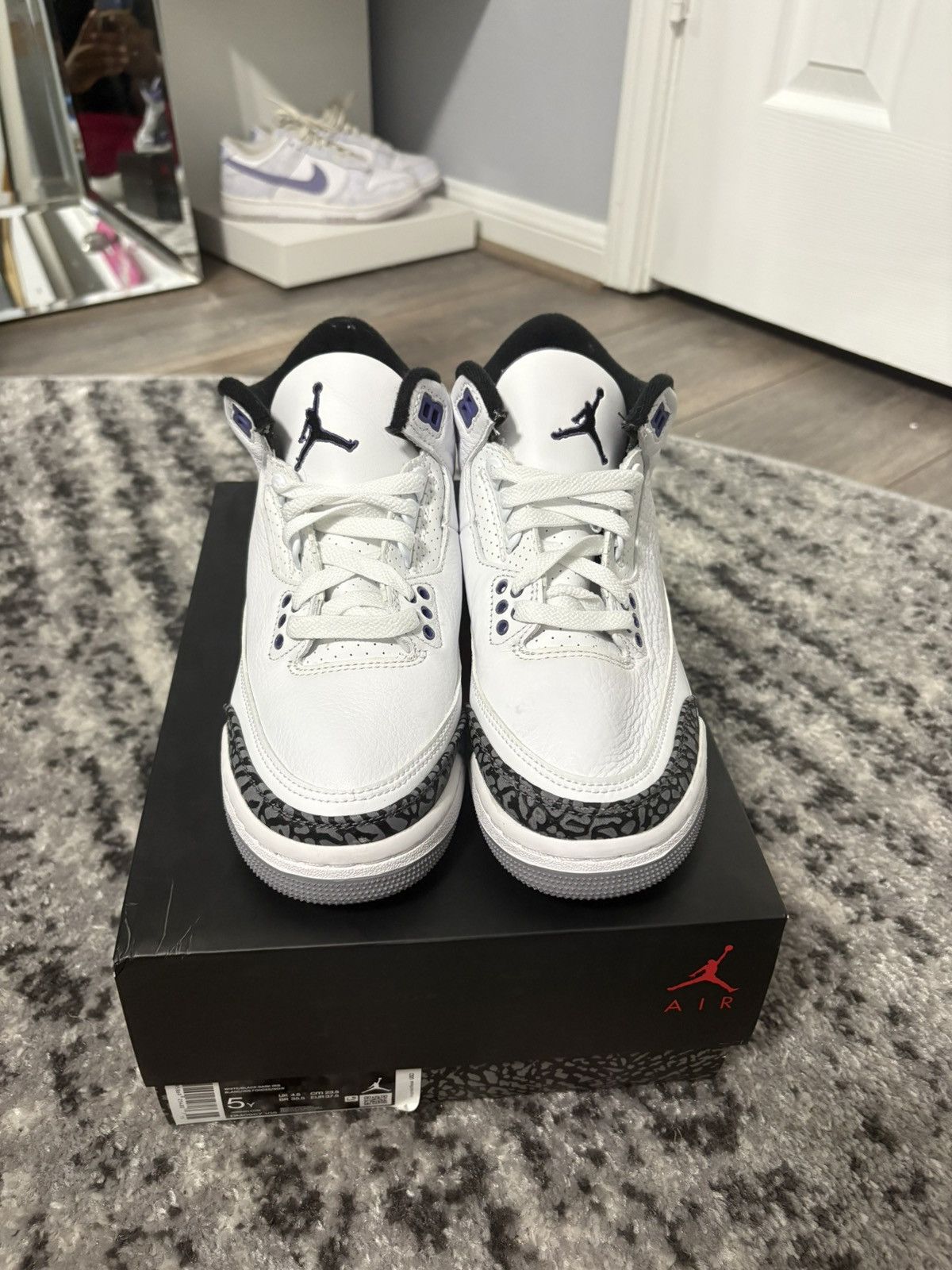Nike jordan 3 dark iris Size US 4.5 / IT 34.5 - 3 Thumbnail