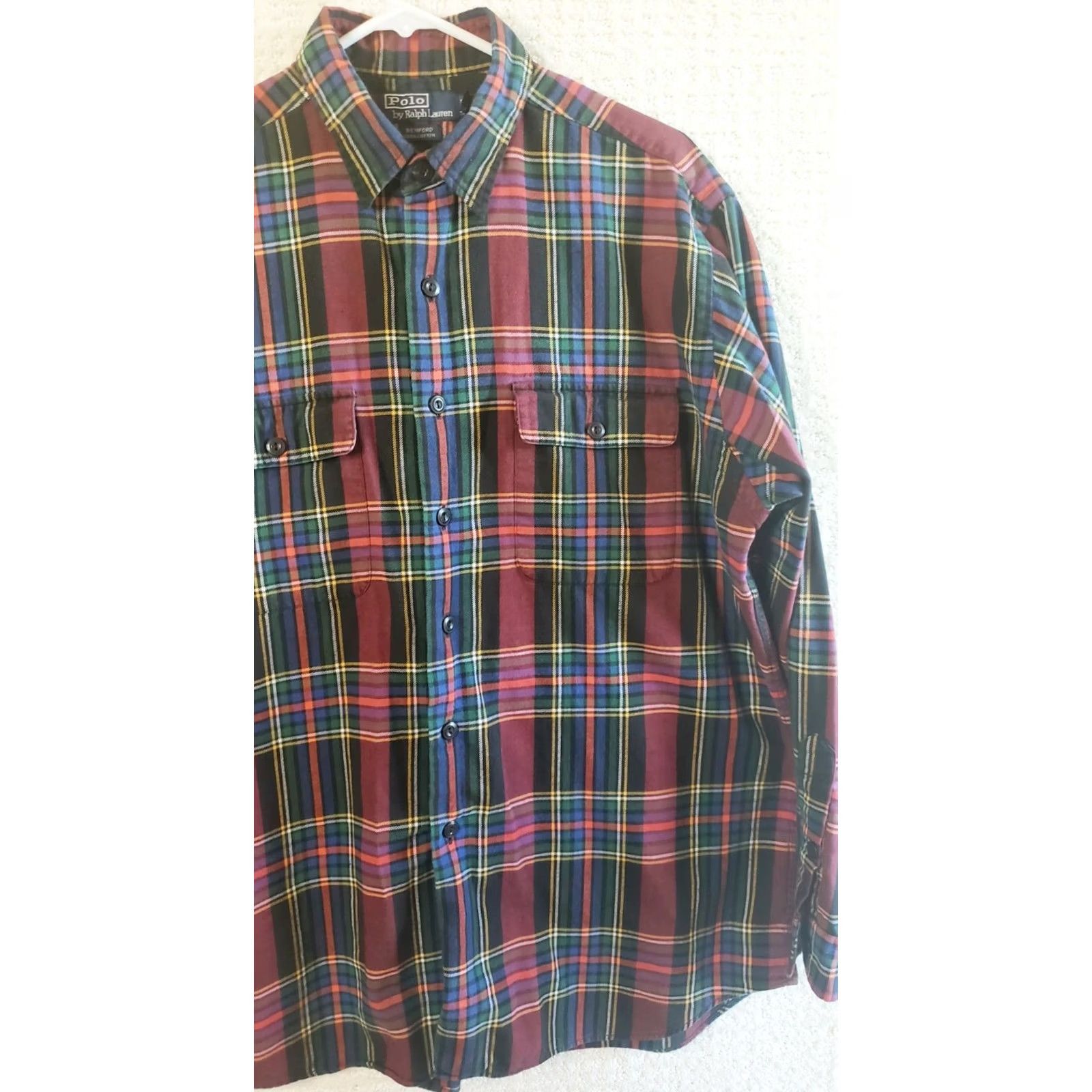 Polo Ralph Lauren Ralph Lauren Polo Benford Shirt Mens L Large Red Multicolor Plaid Long Sleeve Cotton Size US L / EU 52-54 / 3 - 3 Thumbnail